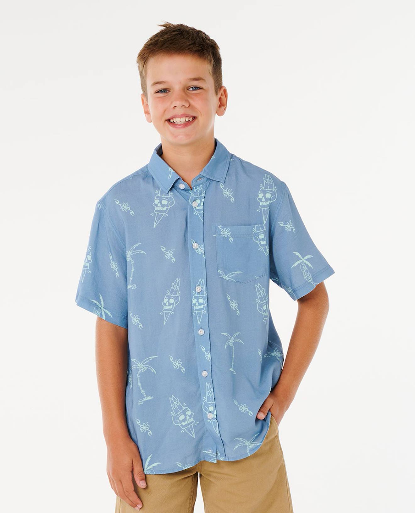 Chemise Eternal Shred Manches Courtes Garçon Denim Délavé Chemise Eternal Shred Manches Courtes Garçon Denim Délavé