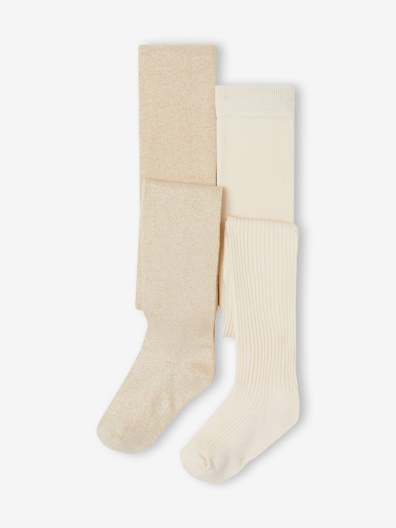 Lot de 2 collants fille doré