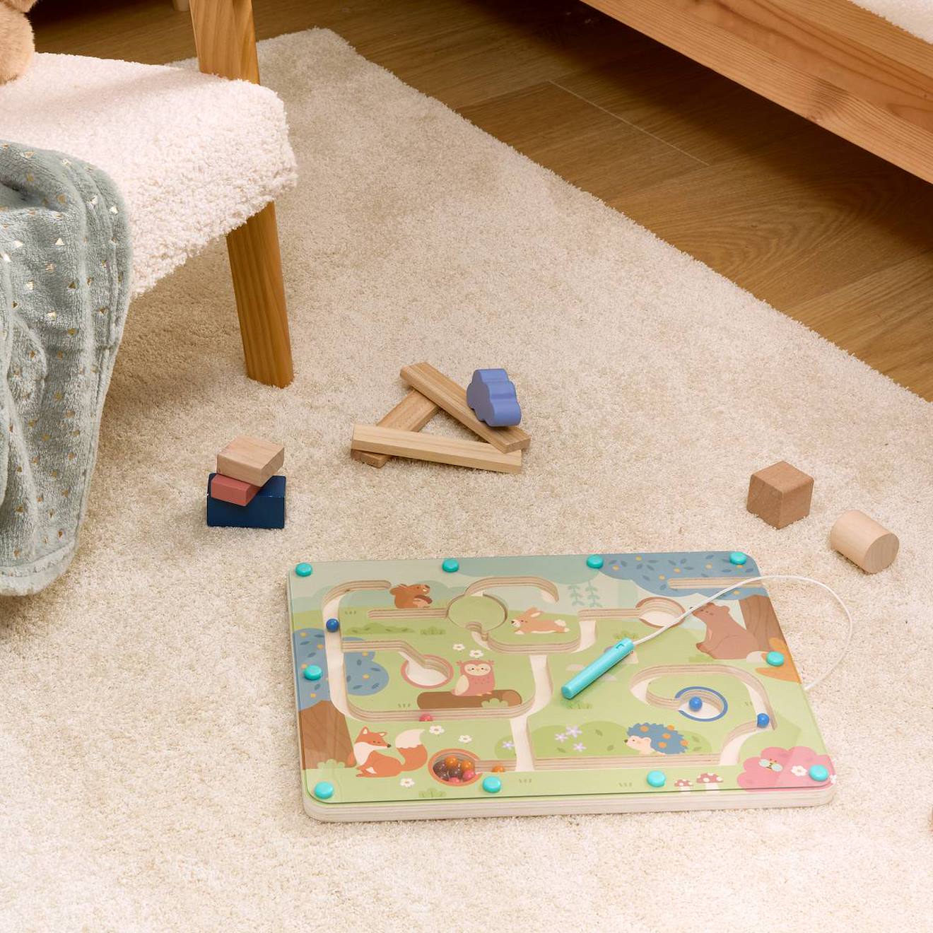 Jeu En Bois Labyrinthe Magnétique Nino 29,5cm Multicolore