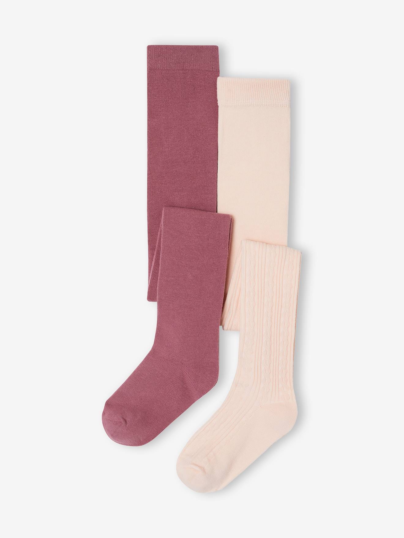 Lot de 2 collants fille rose pâle