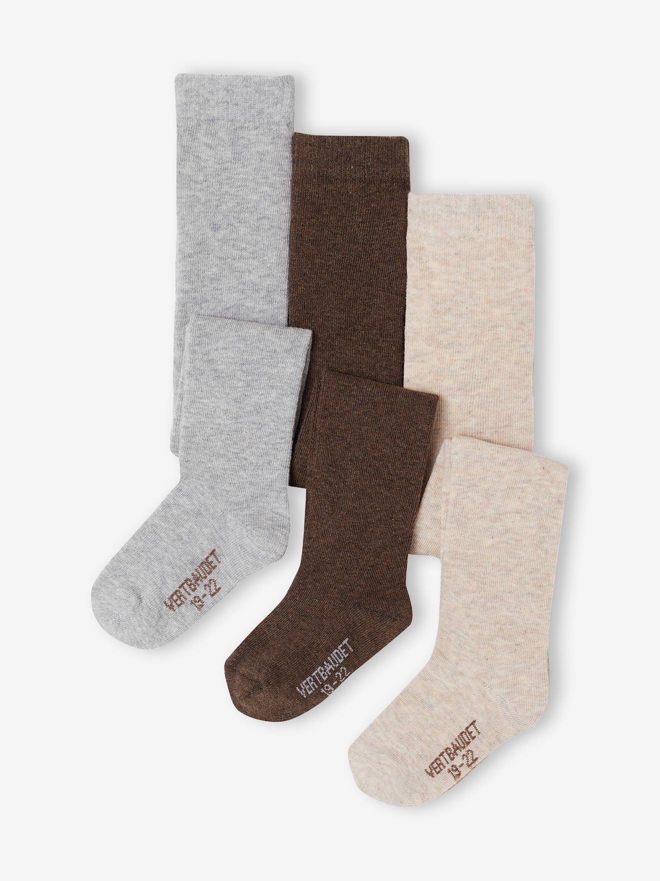 Lot de 3 collants bébé maille brun
