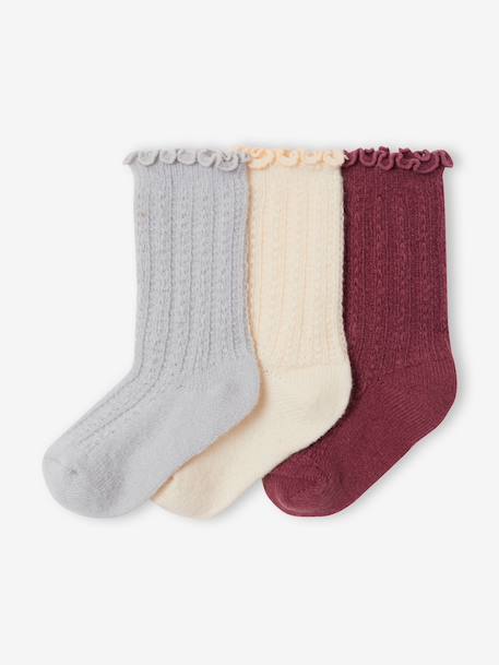 Fille-Lot de 3 chaussettes fille chaudes