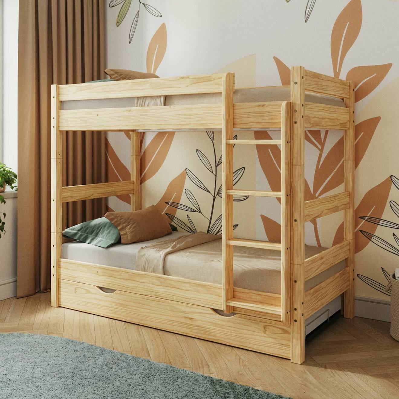 Lit Superposé Avec Sommier Gigogne Bois Massif Aaron Bois Naturel Lit Superposé Avec Sommier Gigogne Bois Massif Aaron Bois Naturel