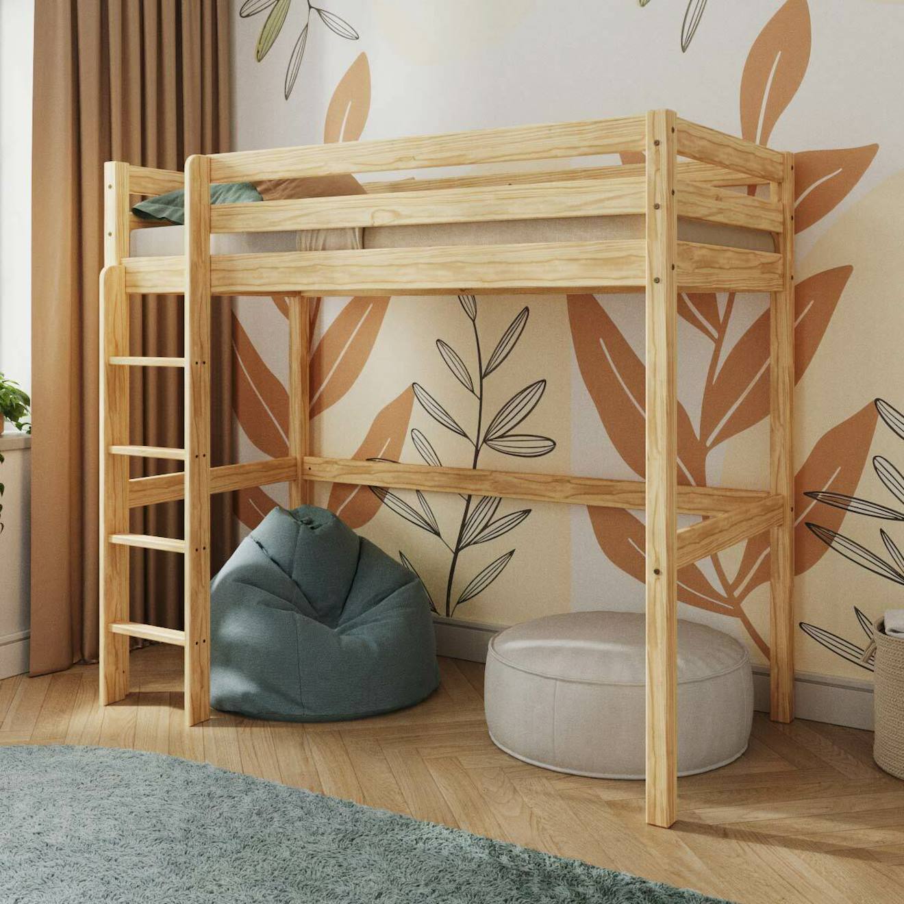 Lit Mezzanine Bois Massif Aaron Bois Naturel Lit Mezzanine Bois Massif Aaron Bois Naturel