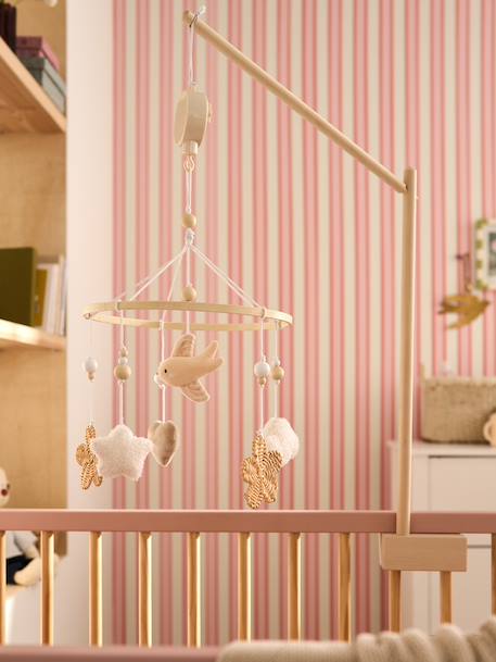 Vertbaudet - Mobile musical en bois et rotin beige