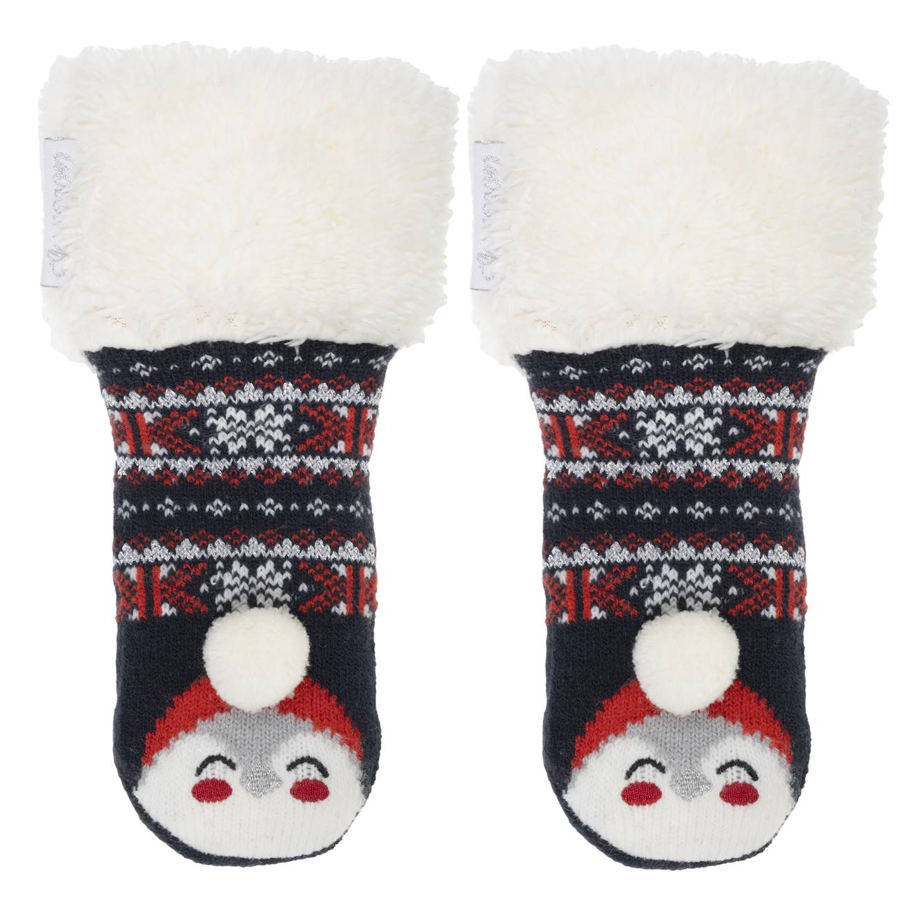 Chaussettes Fourrées Enfant Noël Marine 1/8 Ans Jacquard Marine