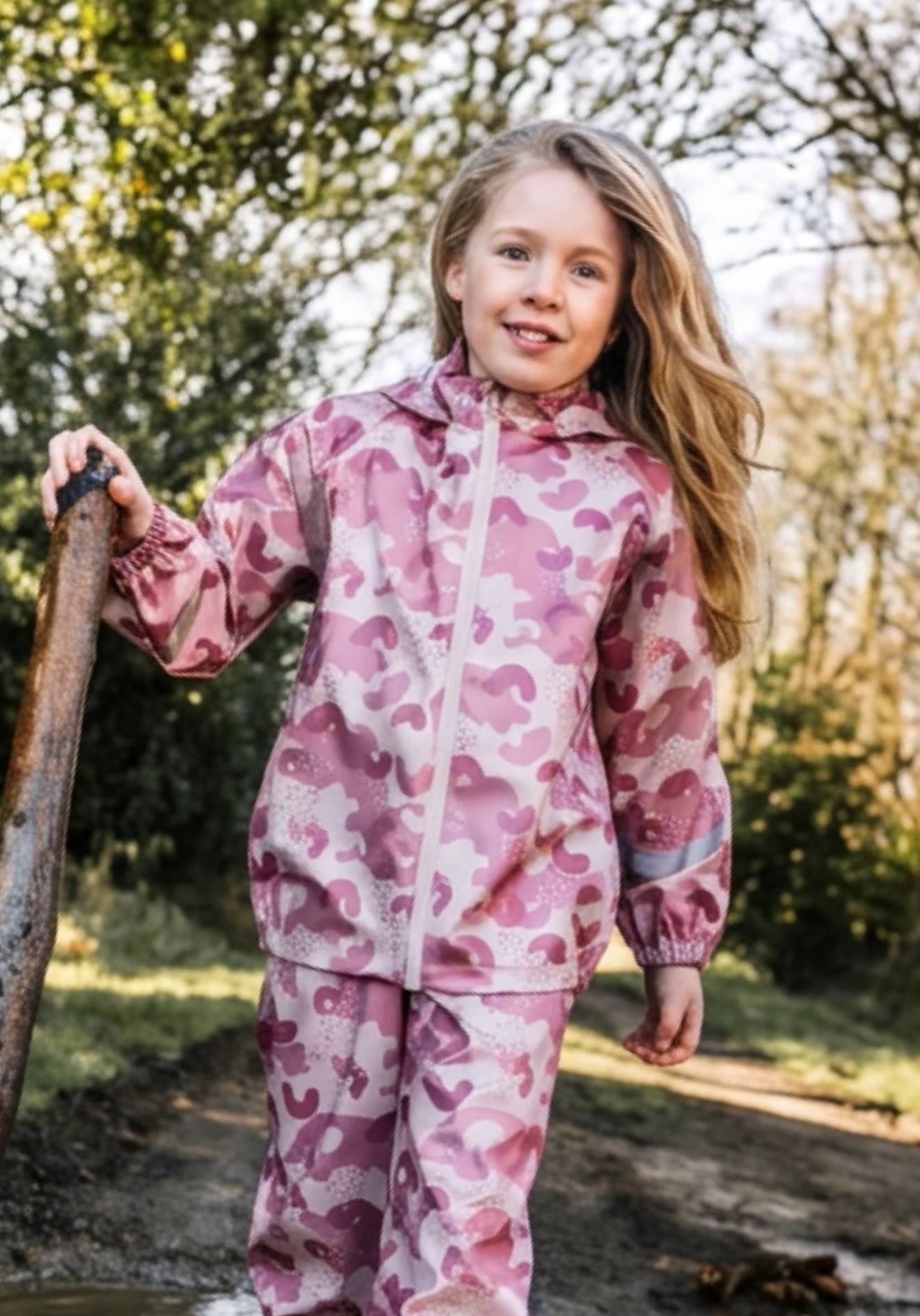 Ciré Imperméable Fille Fond Rose Imprime