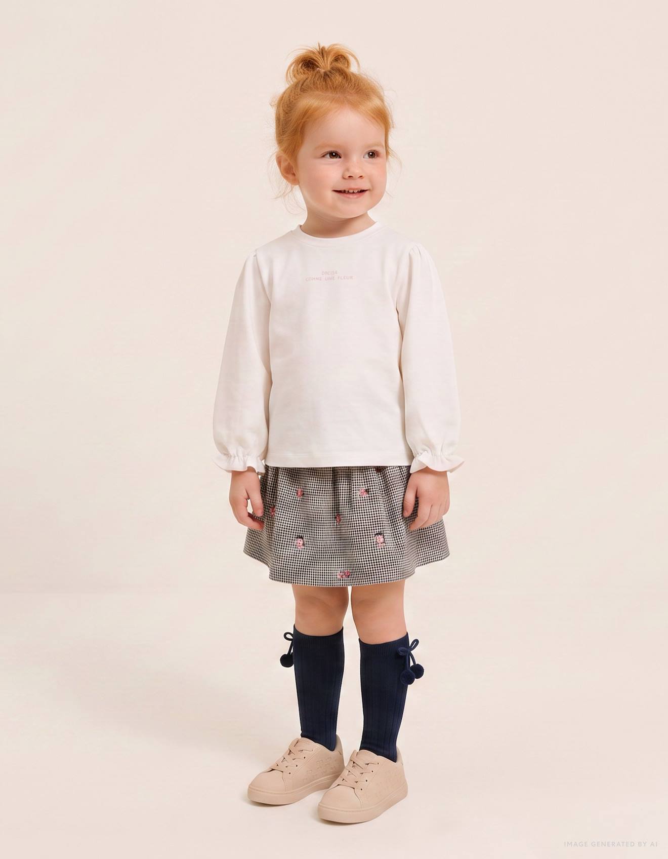 Sweat Et Jupe-short À Carreaux Vichy En Coton Blanc