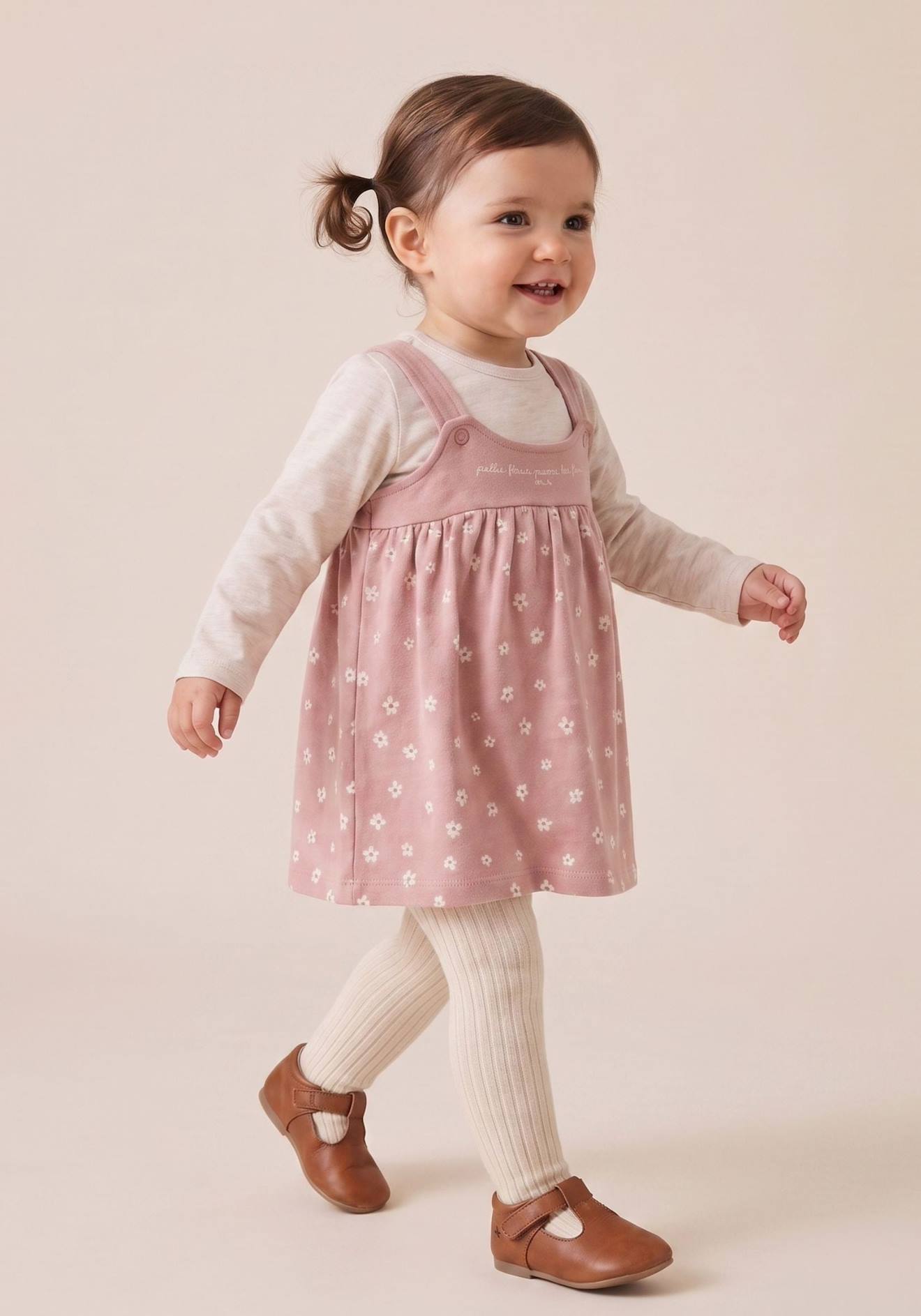 Ensemble Robe + Haut 100% Coton Bébé Fille Rose