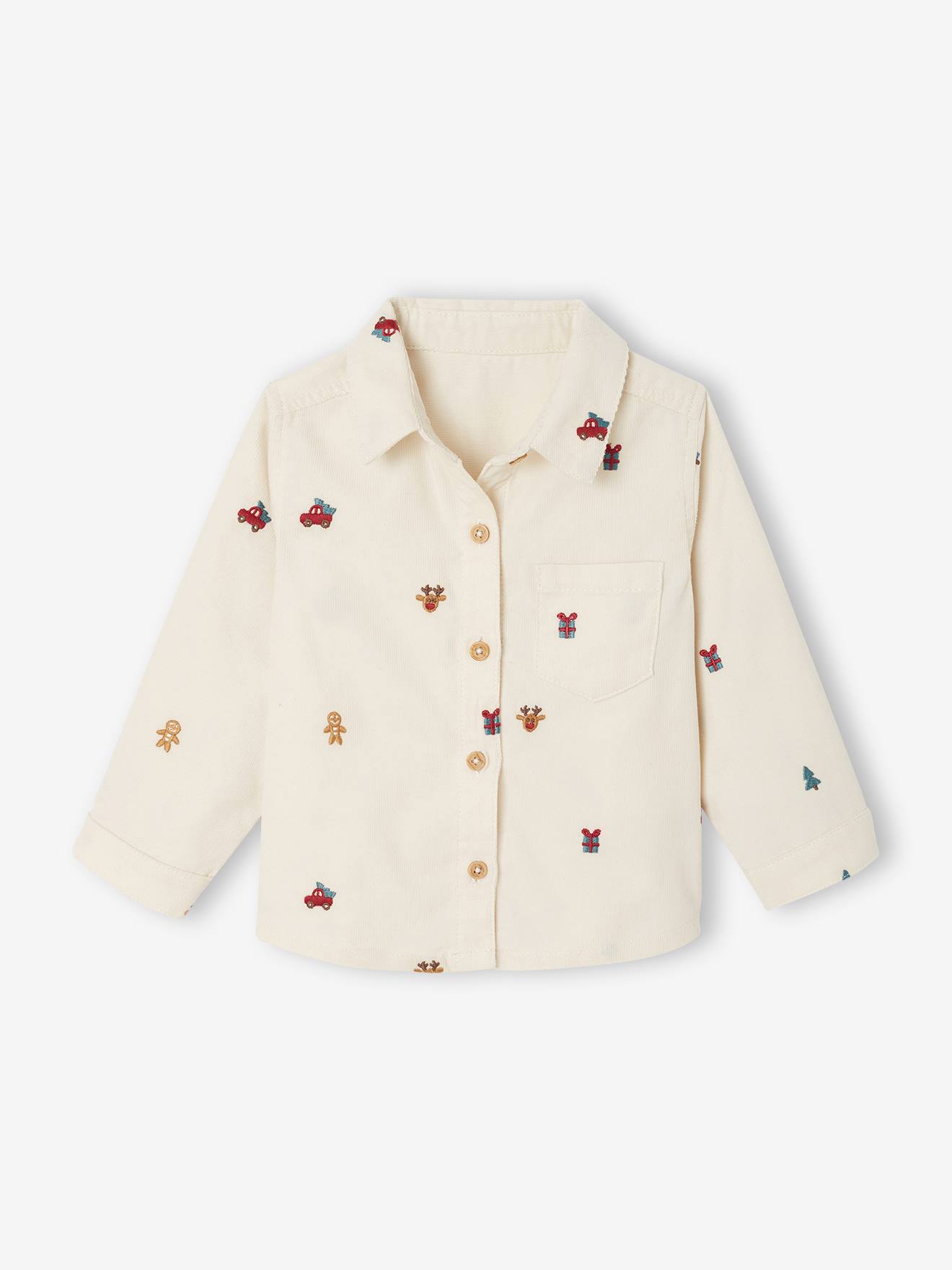 Chemise bébé garçon velours côtelé vanille
