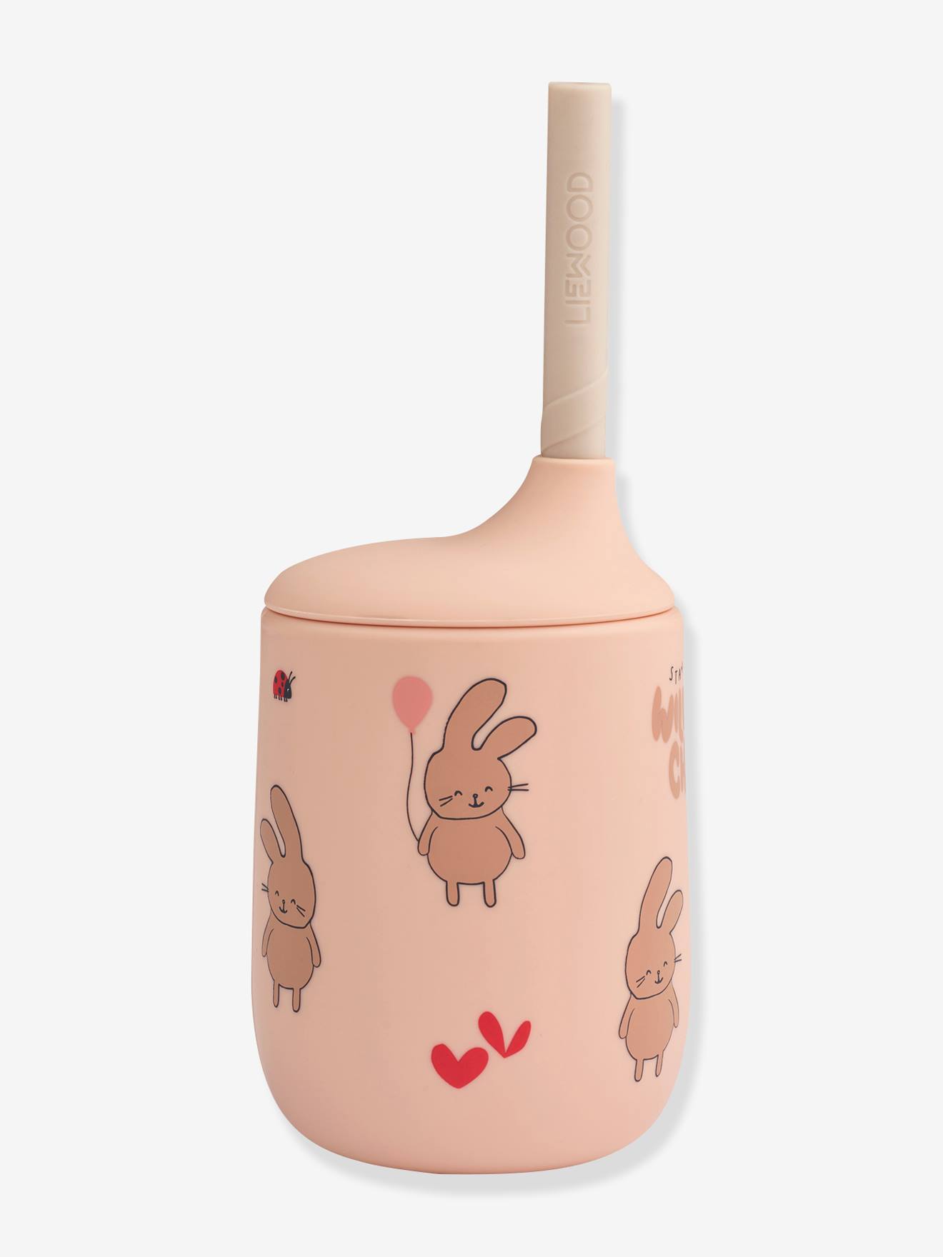 Gobelet en silicone avec paille Ellis - rose pâle