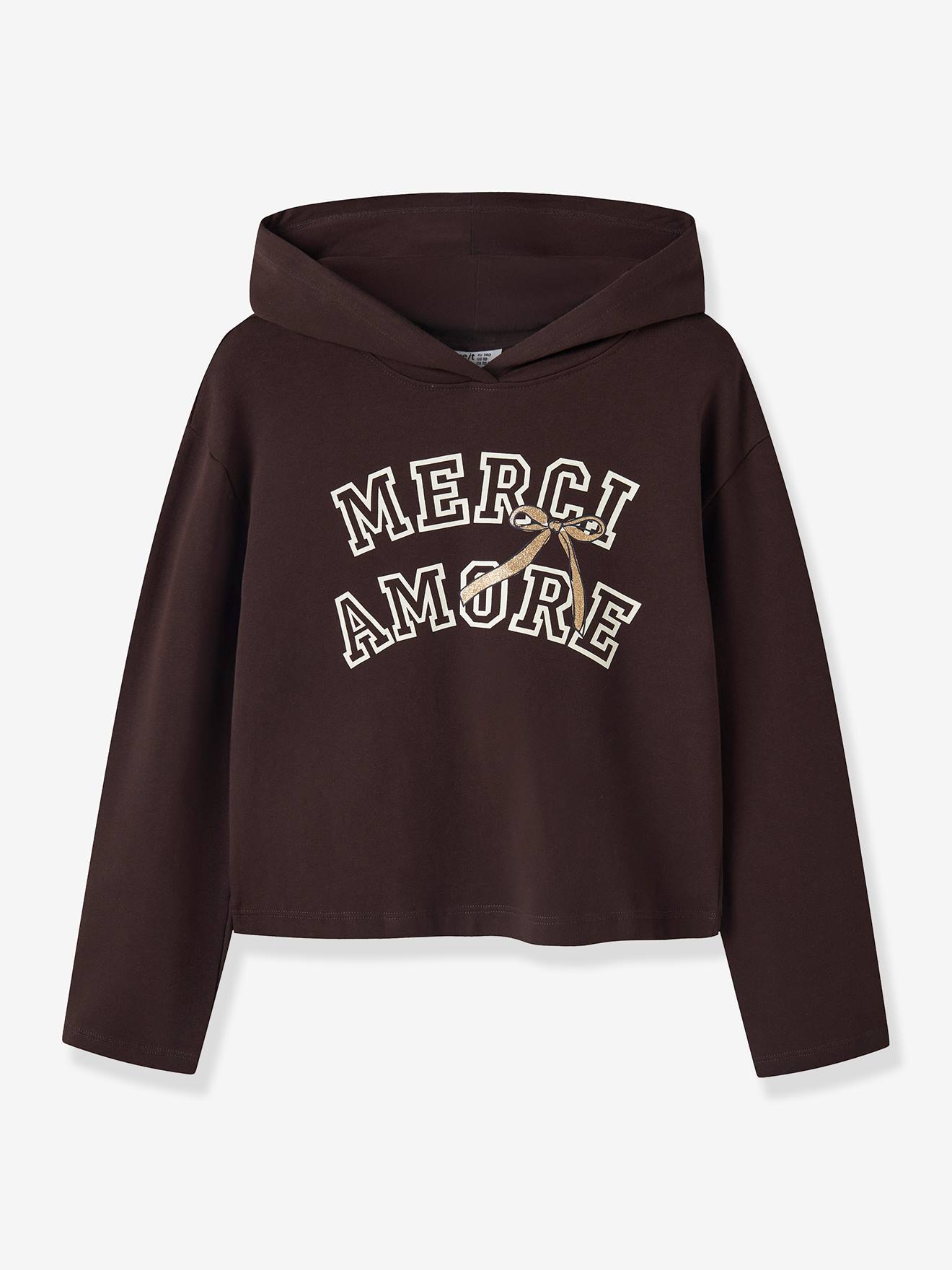 Sweat à capuche avec inscription fille name it chocolat
