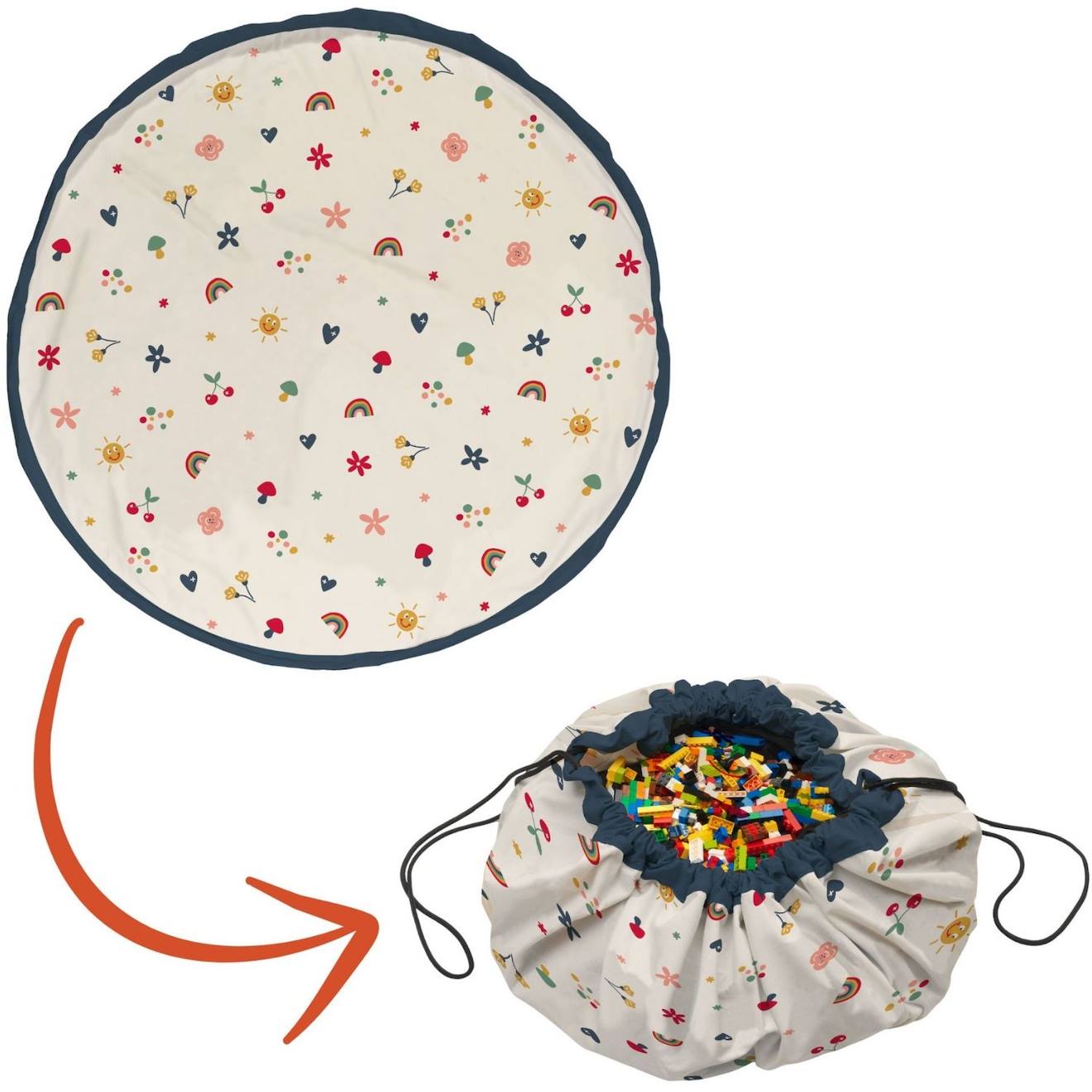 Sac À Jouet 2 En 1 Noomad Original Funny Days Ecru, Bleu, Jaune