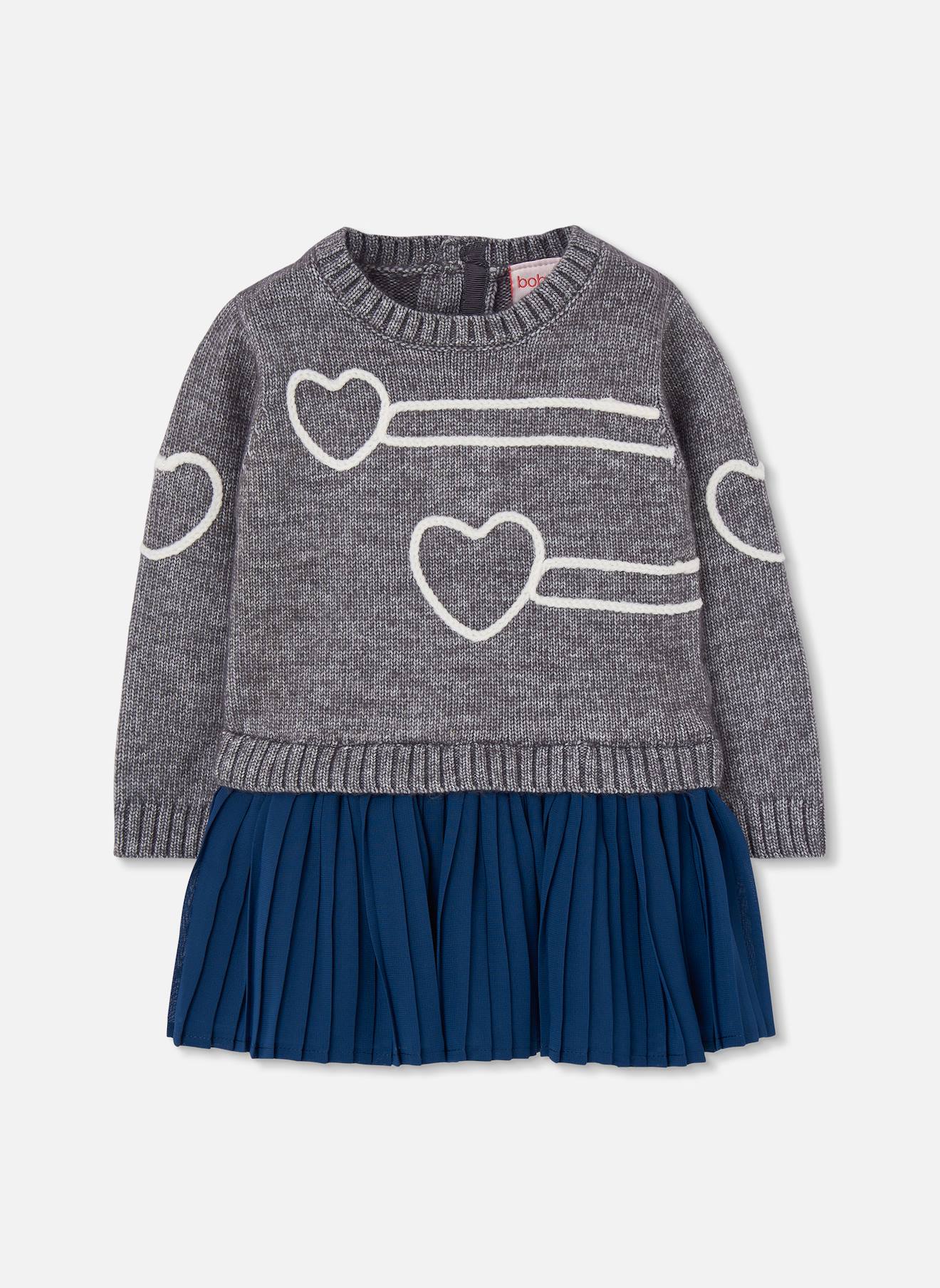 Robe Fille Avec Coeurs Et Jupe Gris Robe Fille Avec Coeurs Et Jupe Gris
