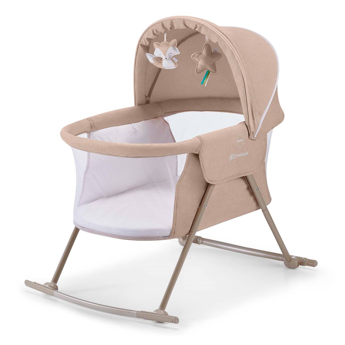 Lit Bébé Lovi 3 En 1 Avec Fonction Berceau, Lit De Voyage, Moustiquaire Intégrée Et Pliage Compact Beige