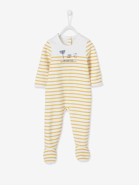 Dors Bien Raye Bebe Naissance En Molleton Jaune Epice Raye Vertbaudet