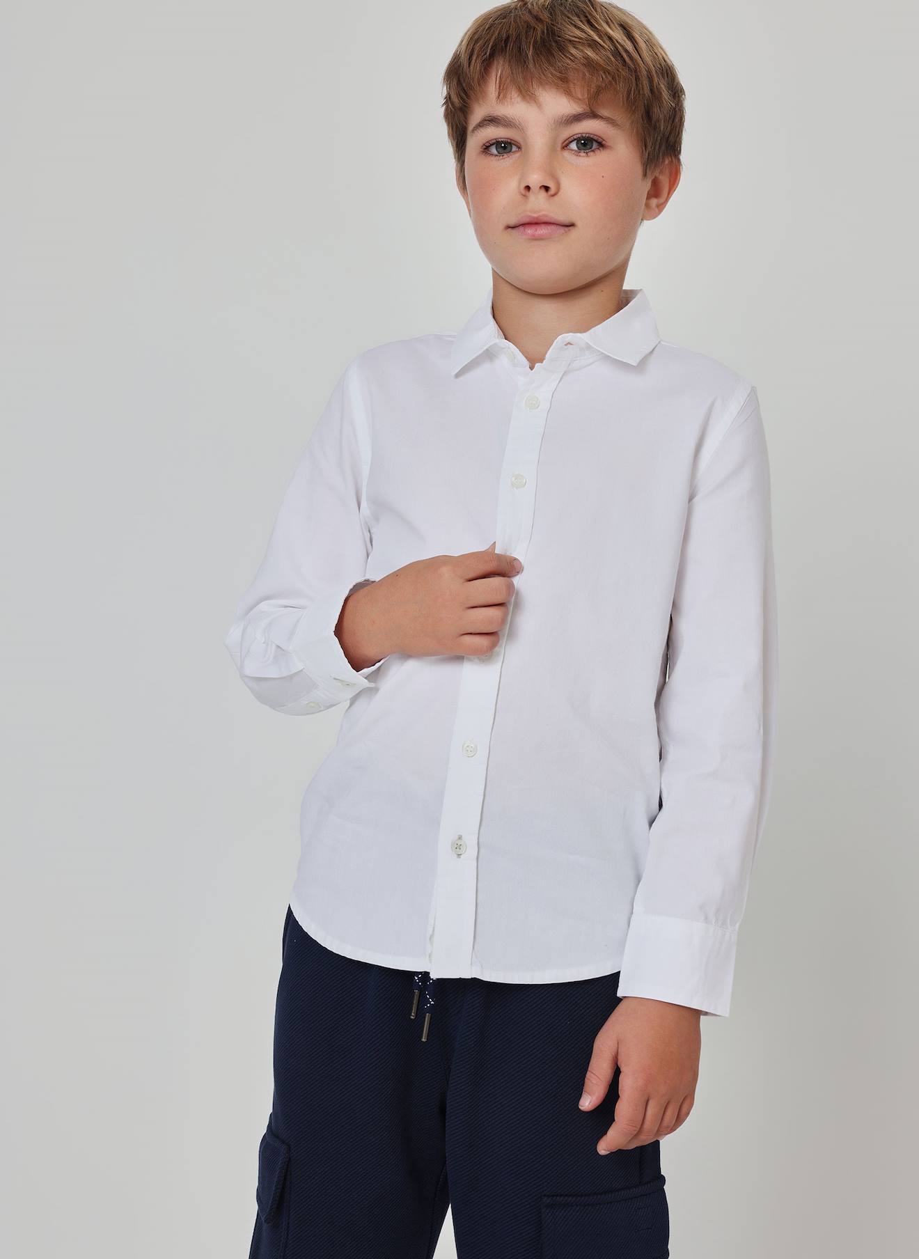 Chemise Garçon Manches Longues Oxford Blanc
