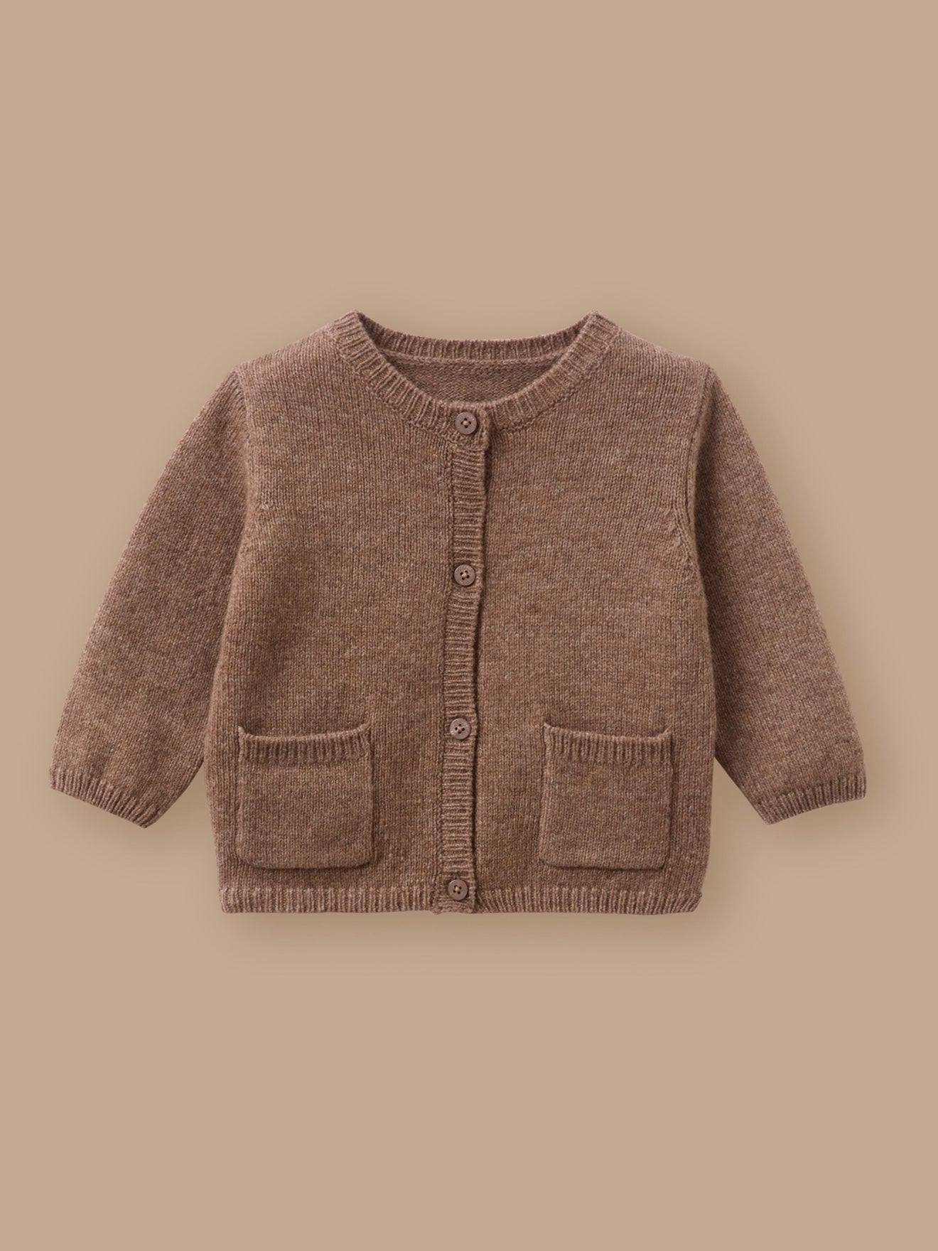Cardigan Bébé Avec Laine Sucre Brun