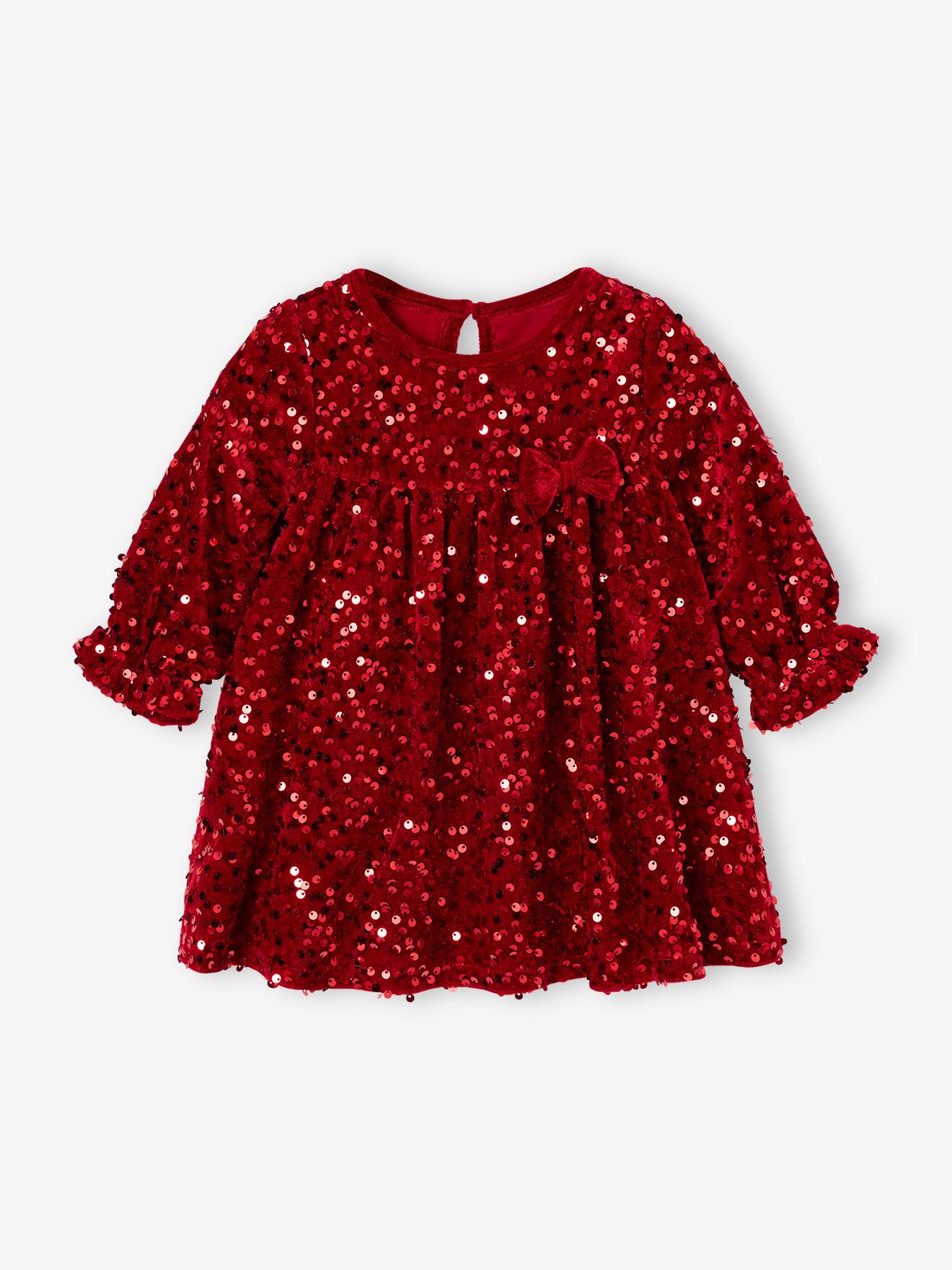 Robe bébé fille manches longues rouge