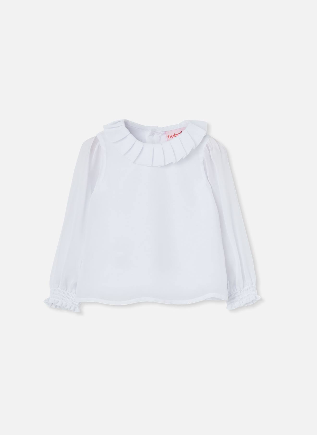 Blouse Fille Avec Col À Volants Blanc