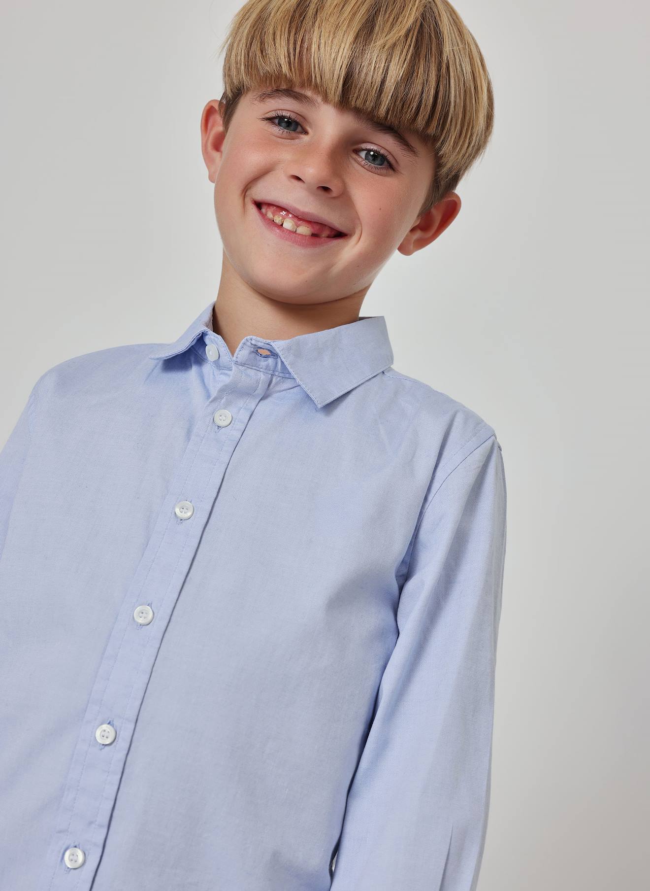 Chemise Garçon Manches Longues Oxford Bleu