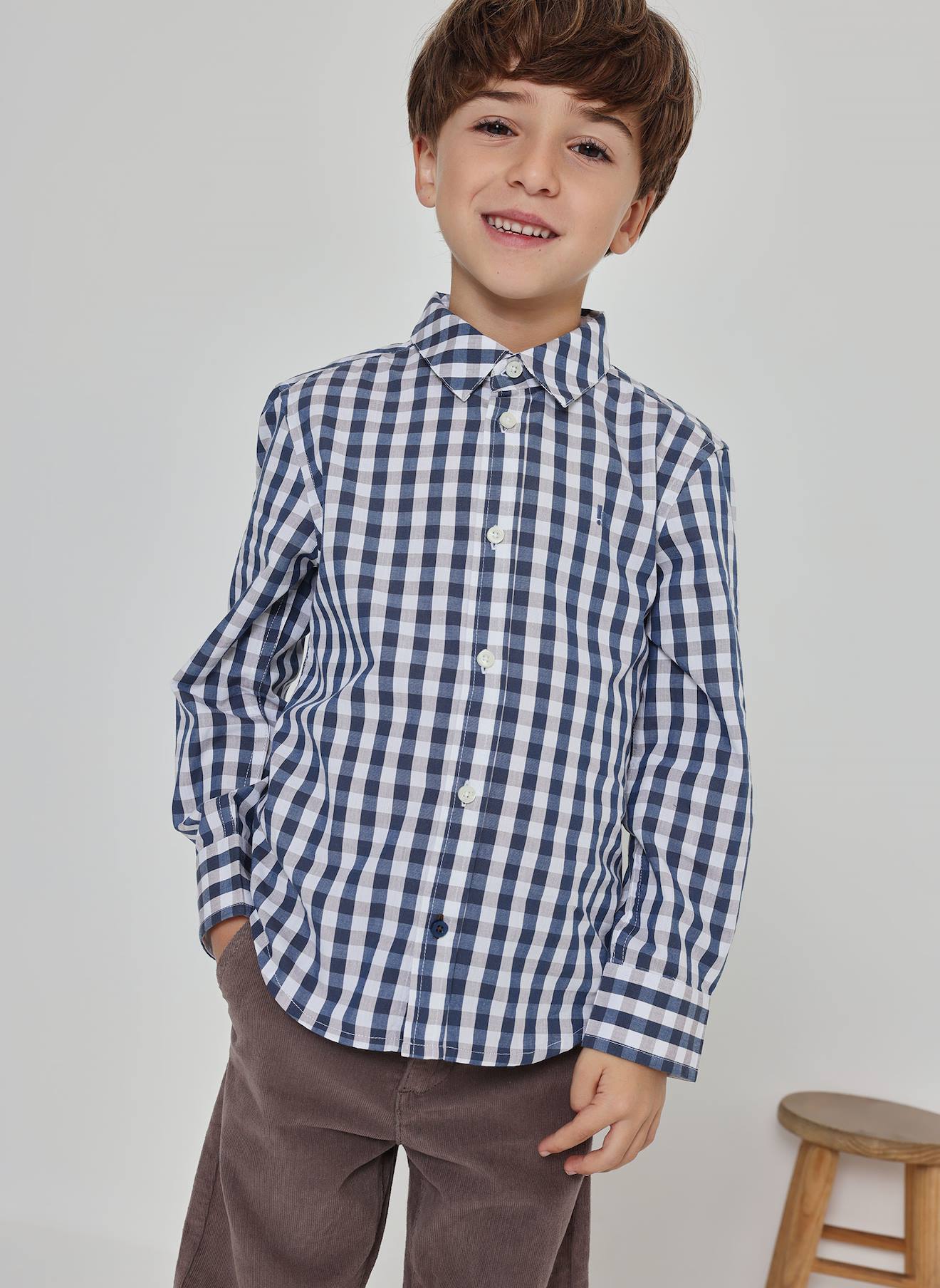 Chemise Garçon Popeline À Carreaux Multicolore