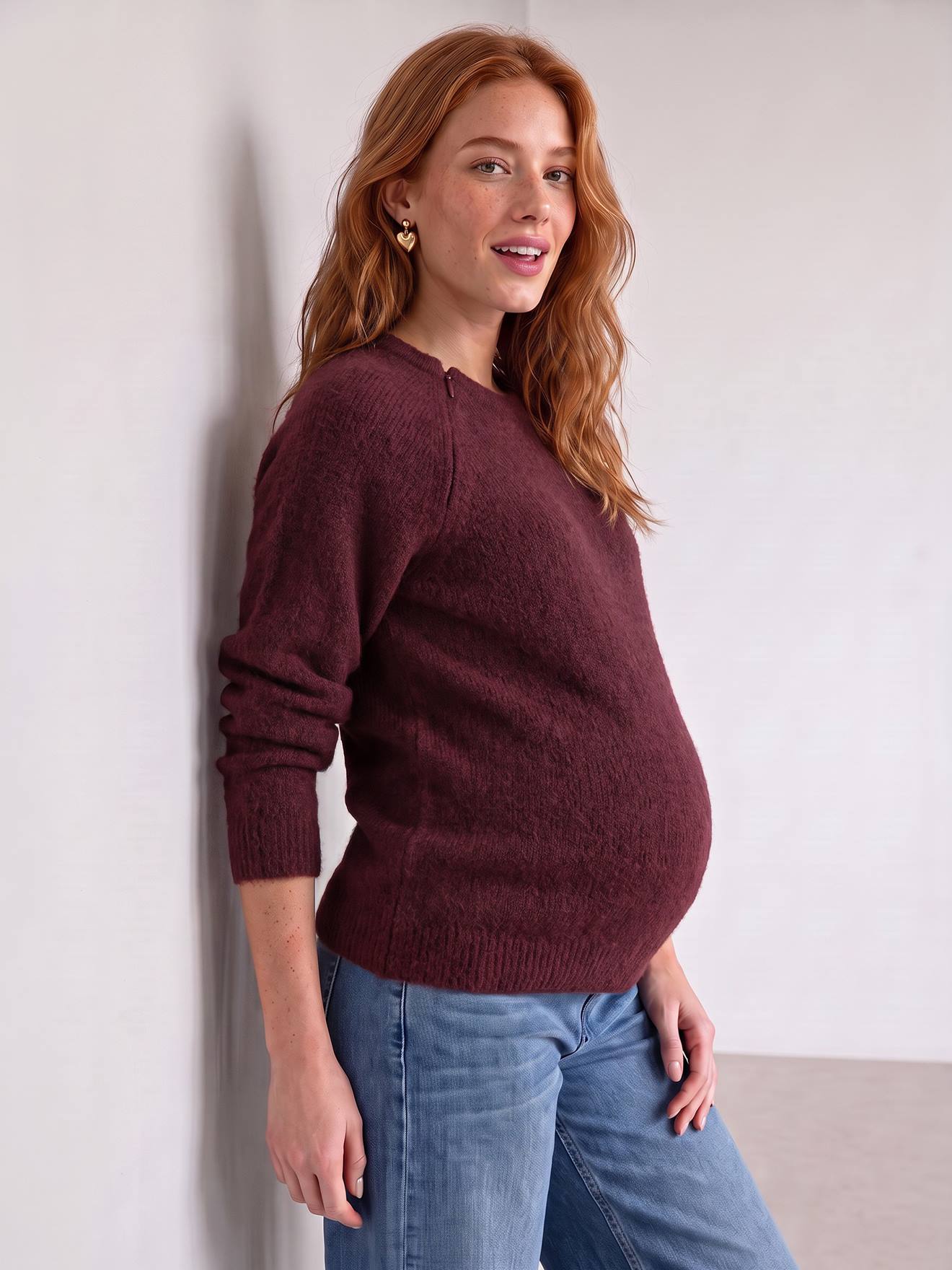 Pull grossesse et allaitement bordeaux