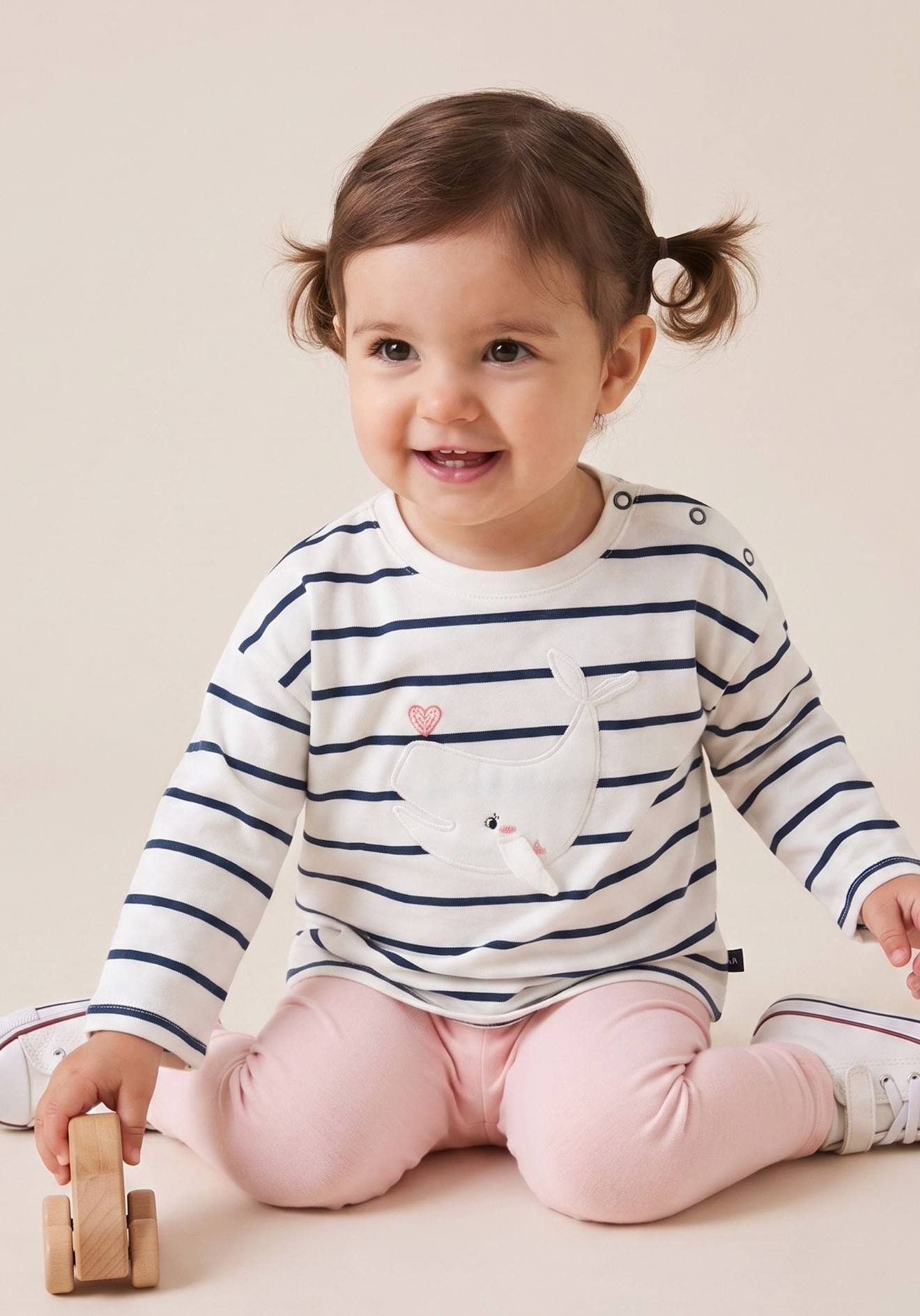 Mariniere Manches Longues 100% Coton Bébé Fille Fond Blanc Casse Raye Bleu Mariniere Manches Longues 100% Coton Bébé Fille Fond Blanc Casse Raye Bleu