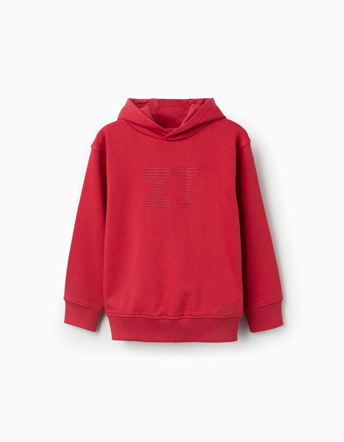 Sweat À Capuche Avec Imprimé En Relief Zy Rouge Sweat À Capuche Avec Imprimé En Relief Zy Rouge