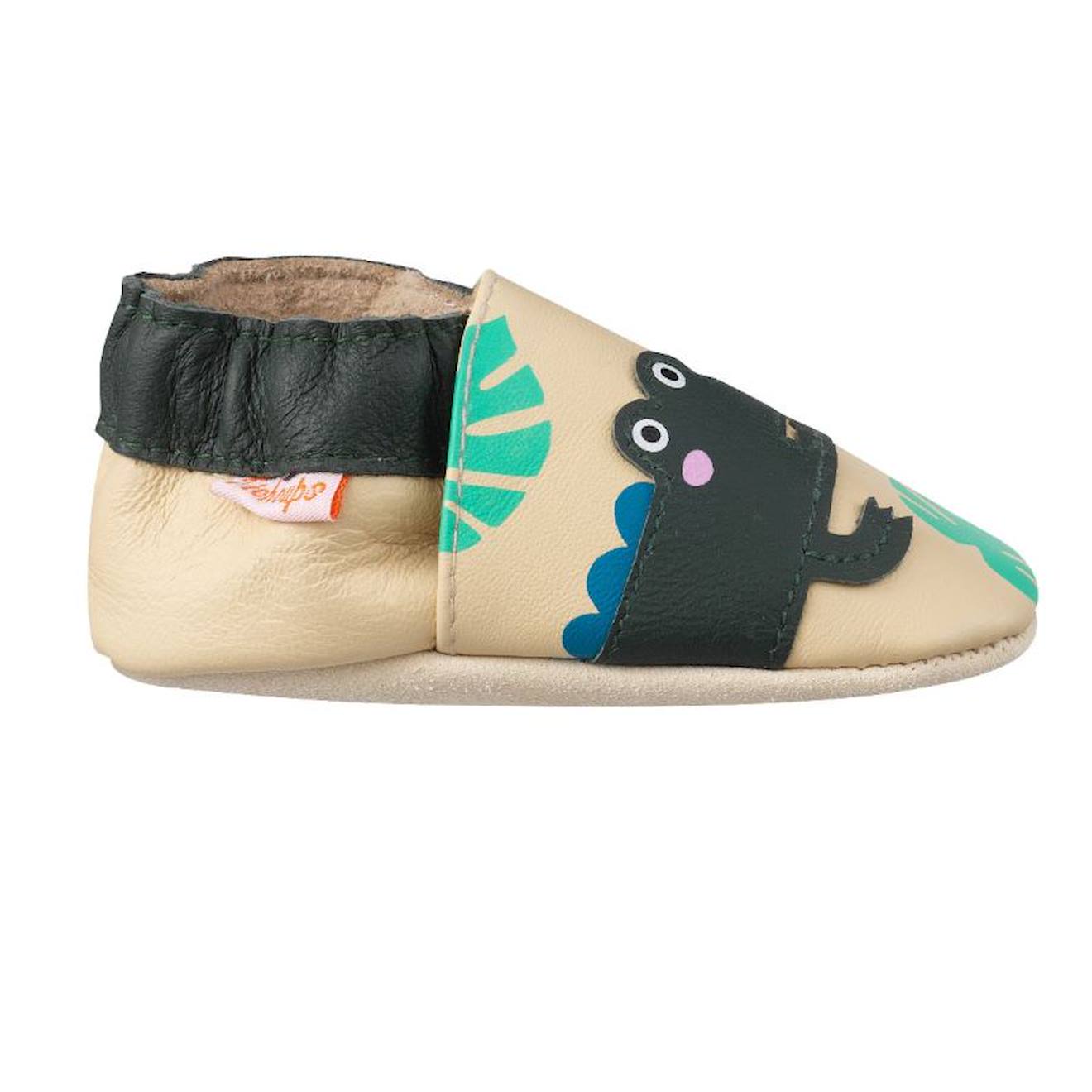 Chaussons Cuir Souple Emile Le Crocodile Beige Chaussons Cuir Souple Emile Le Crocodile Beige