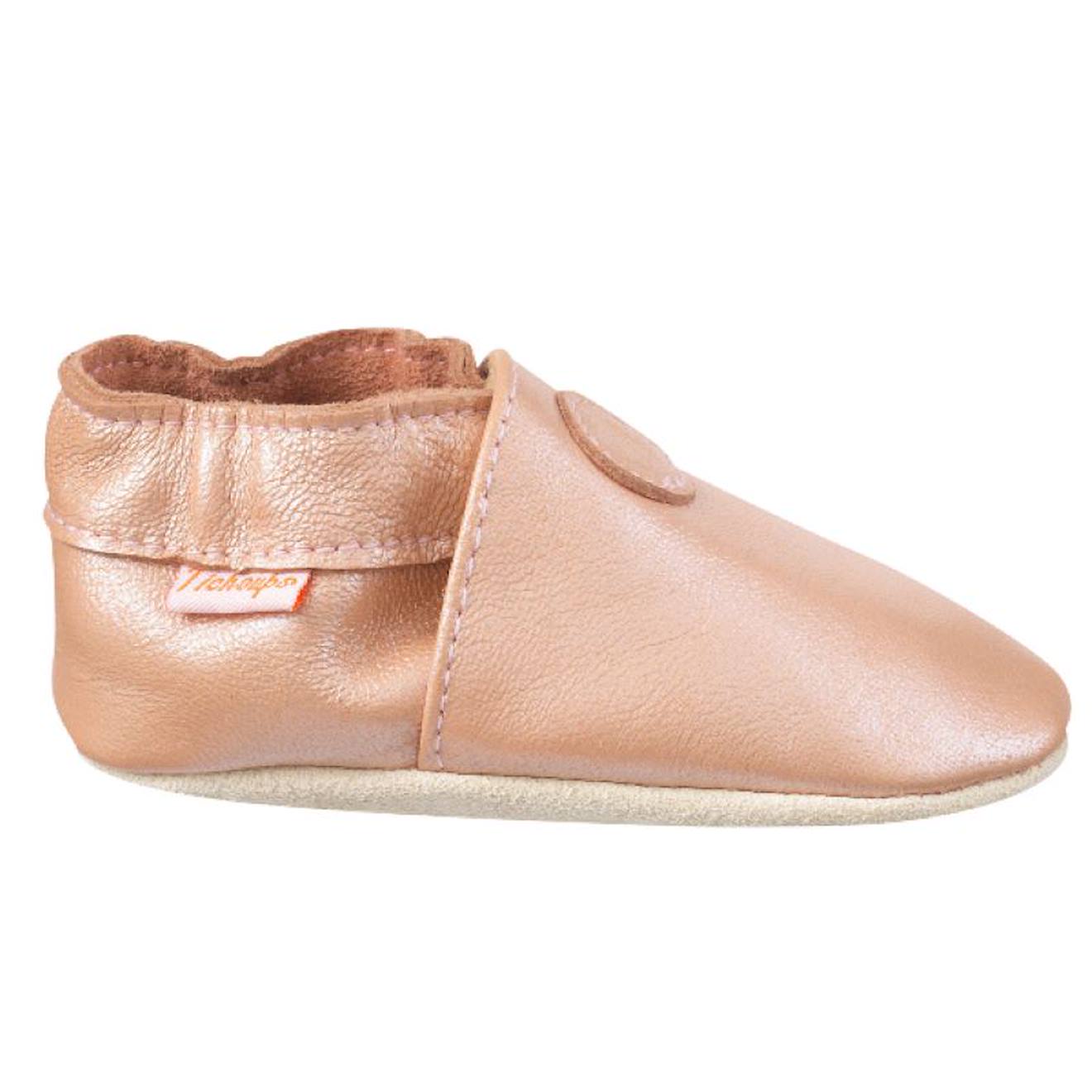 Chaussons Cuir Souple Uni Rose Chaussons Cuir Souple Uni Rose