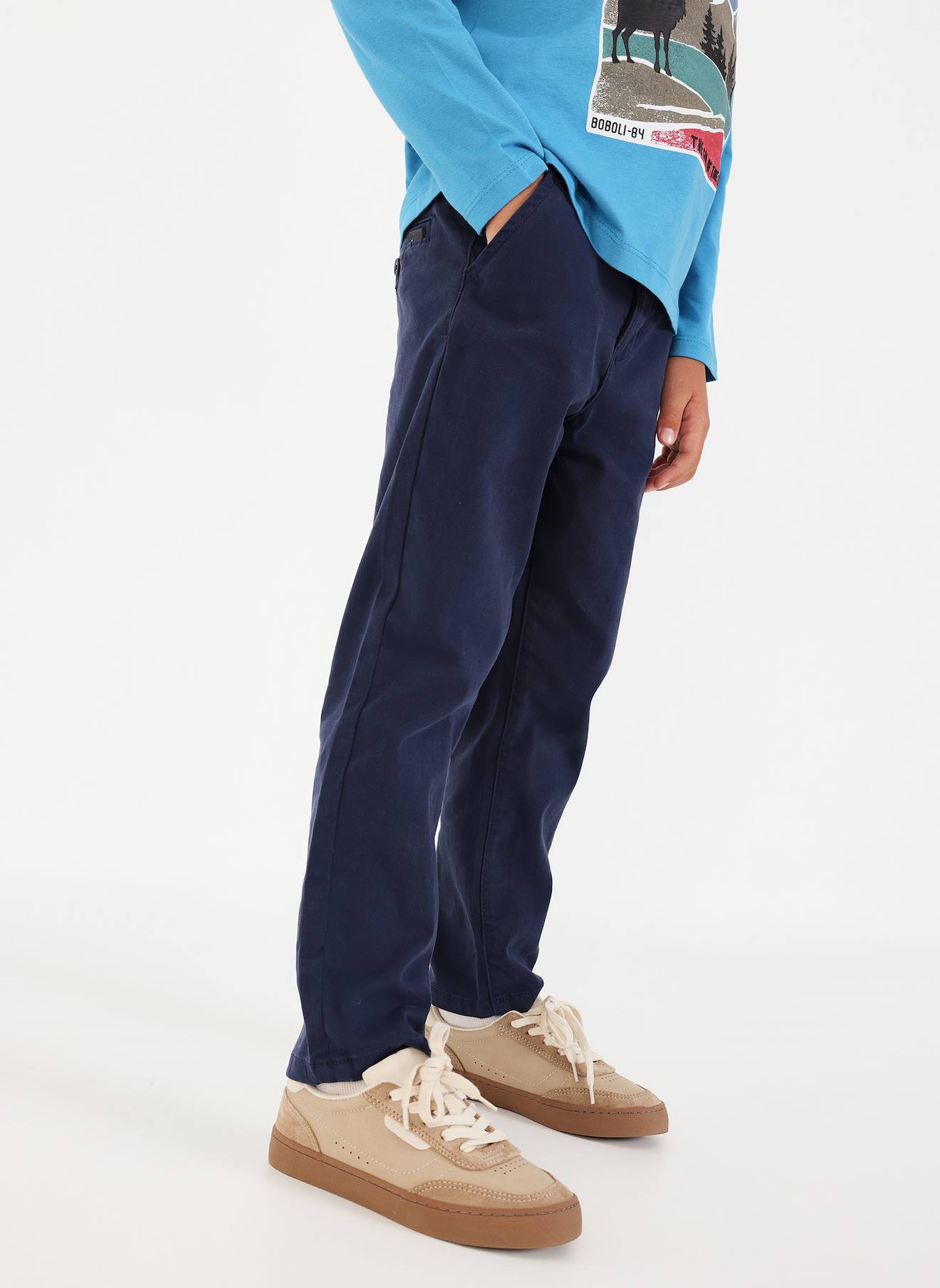 Pantalon Garçon Satiné Élastique Bleu