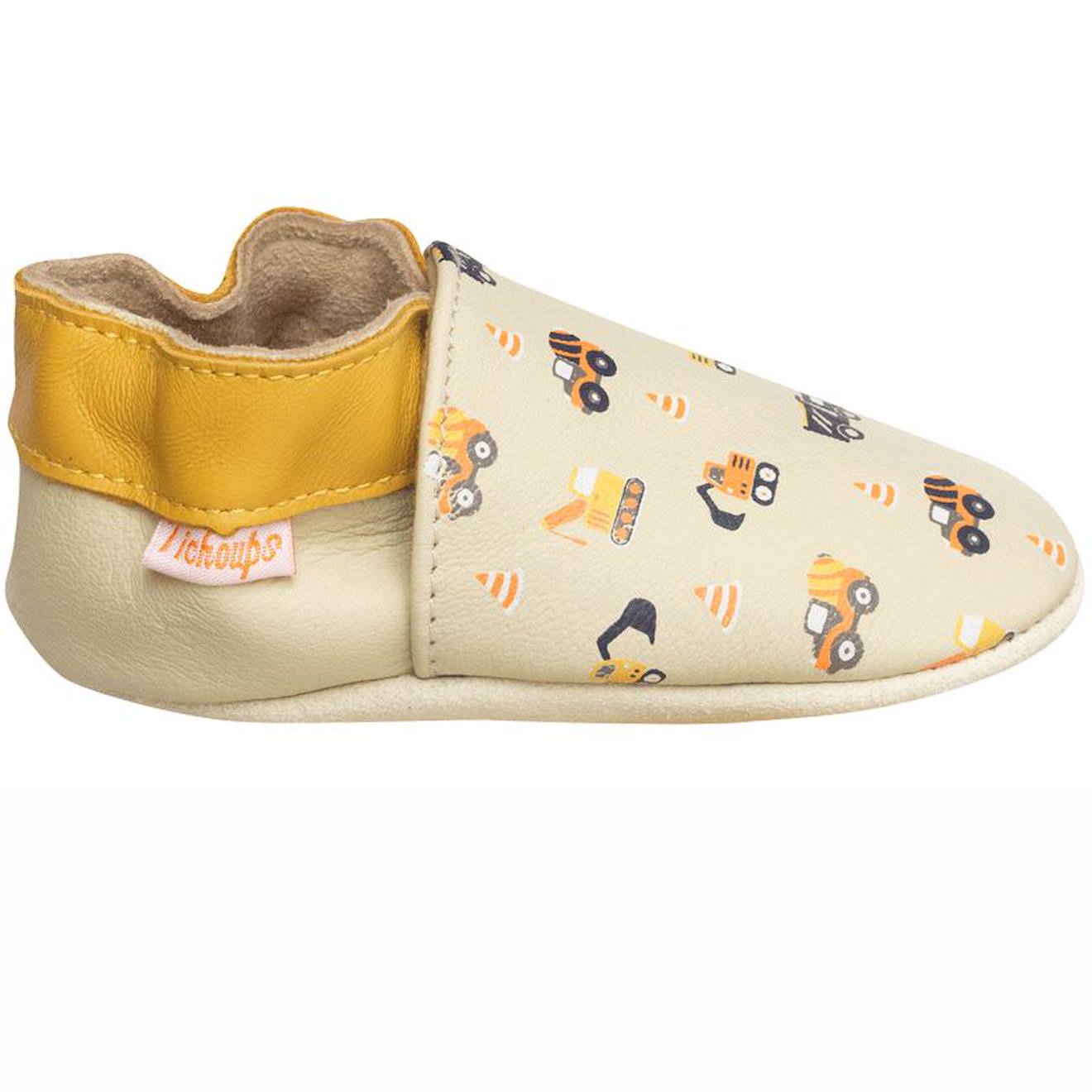 Chaussons Bébé Cuir Souple Milo Les Travaux Beige Chaussons Bébé Cuir Souple Milo Les Travaux Beige