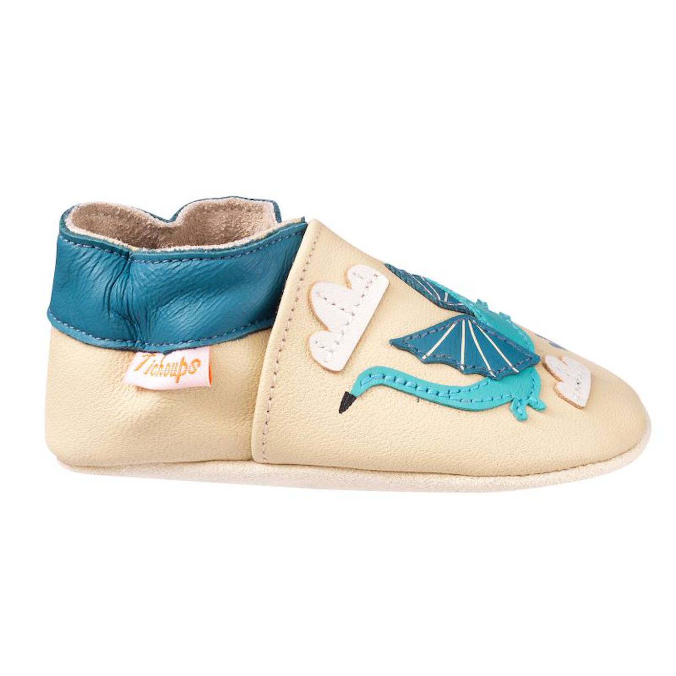 Chaussons Cuir Bébé Gaël Et Tim Les Dragons Beige Chaussons Cuir Bébé Gaël Et Tim Les Dragons Beige