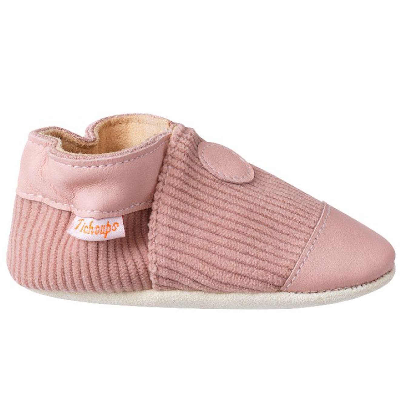 Chaussons Bébé Cuir Souple Velours Rose Chaussons Bébé Cuir Souple Velours Rose
