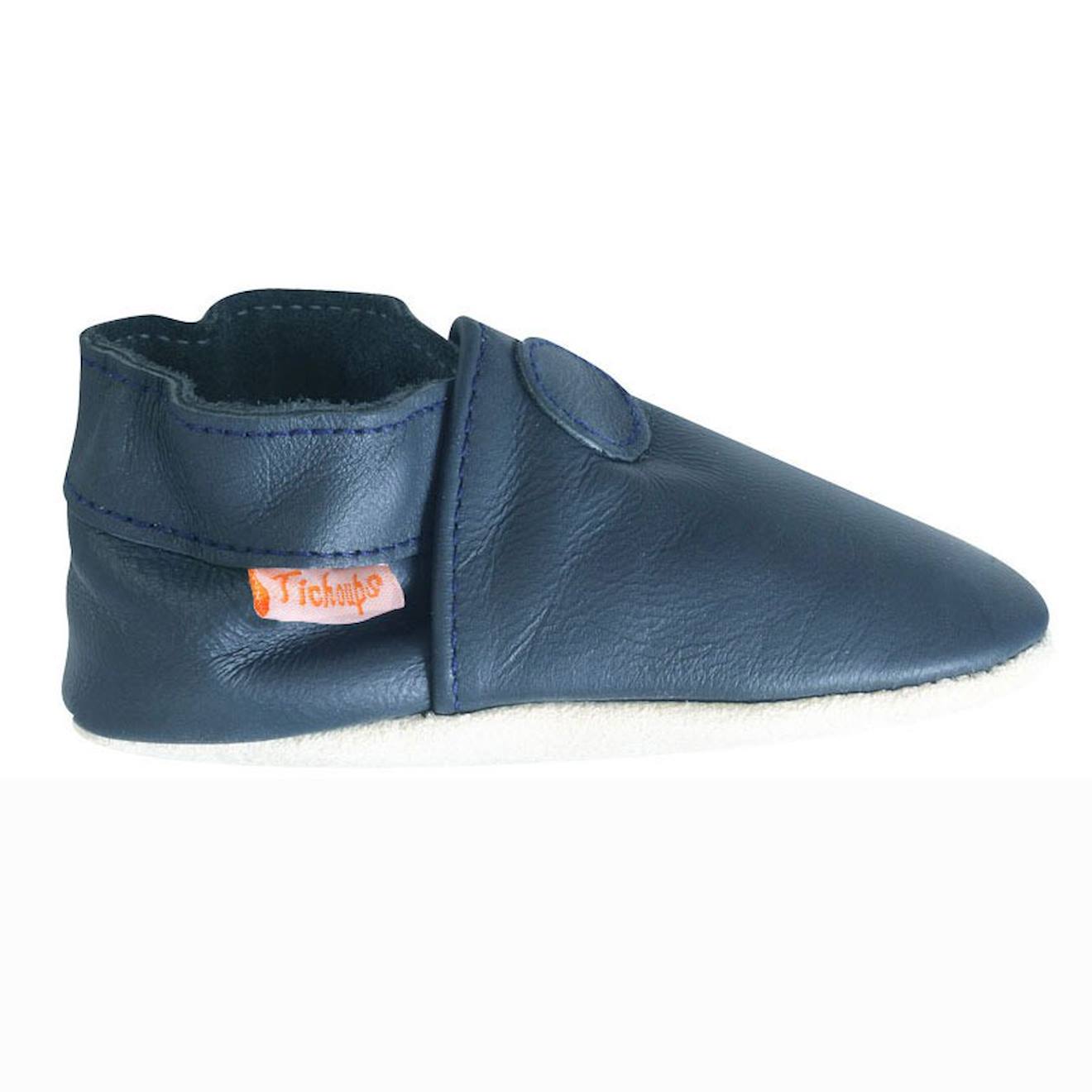 Chaussons Bébé Cuir Souple Uni Bleu Chaussons Bébé Cuir Souple Uni Bleu