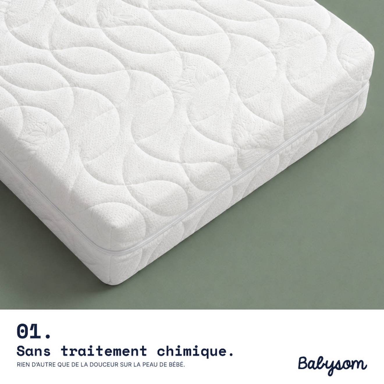 Matelas Bébé Bamboo Déhoussable Blanc (babysom) - Image 1