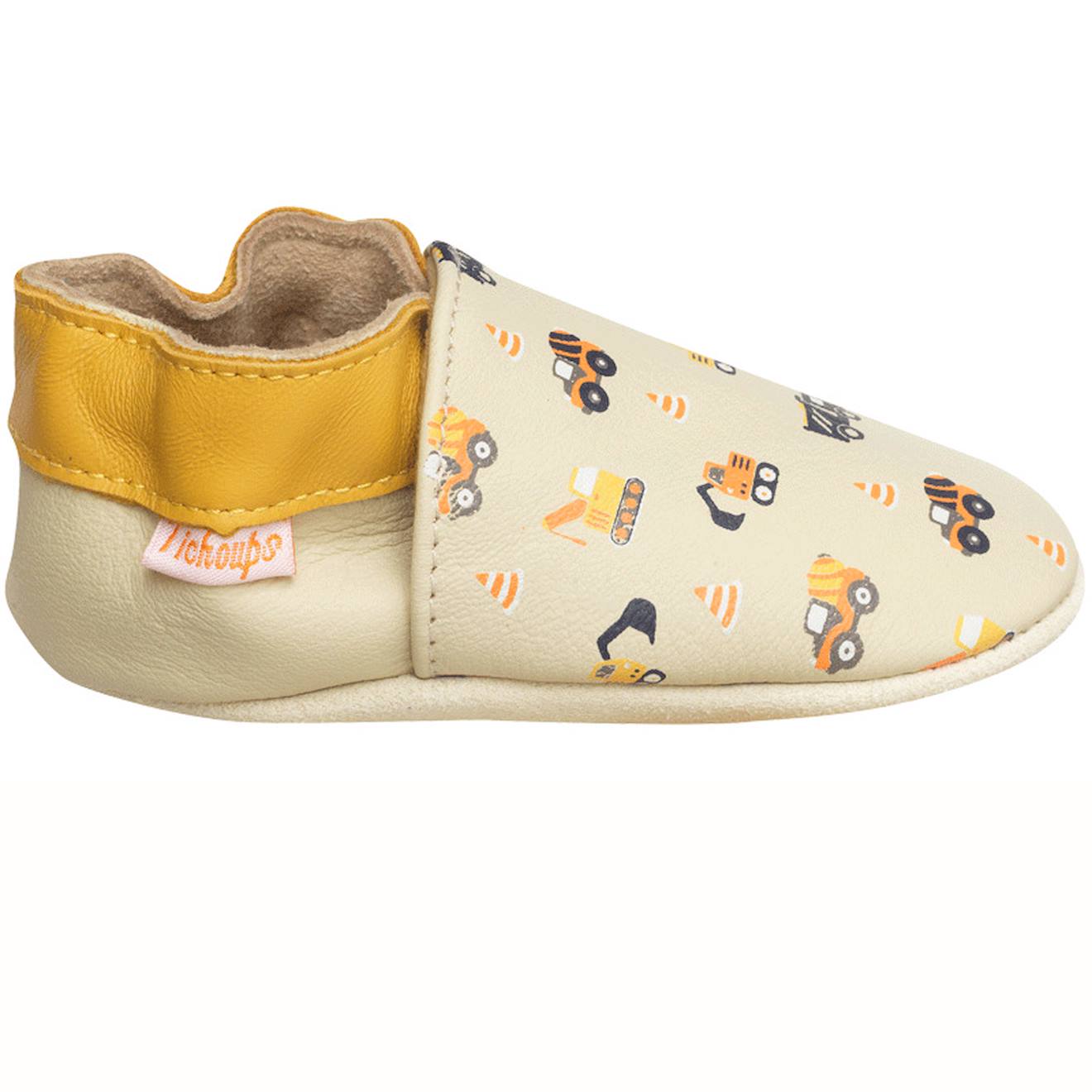 Chaussons Bébé Cuir Souple Milo Les Travaux Beige Chaussons Bébé Cuir Souple Milo Les Travaux Beige