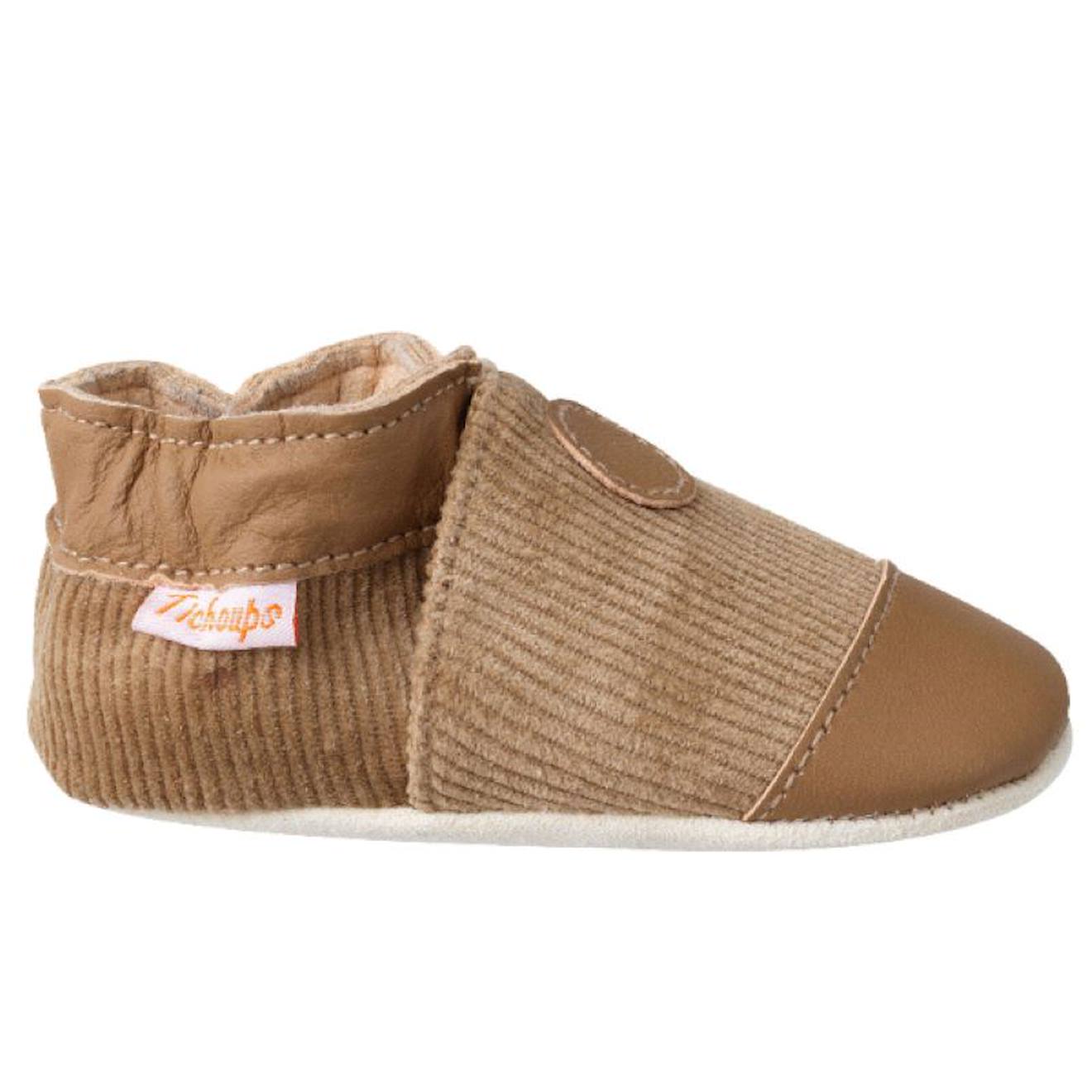 Chaussons Bébé Cuir Souple Velours Beige Chaussons Bébé Cuir Souple Velours Beige