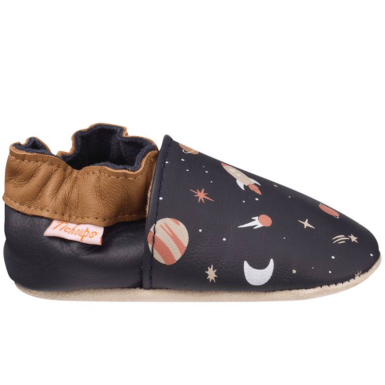 Chaussons Bébé Cuir Souple Maxence Dans L'espace Bleu Marine Chaussons Bébé Cuir Souple Maxence Dans L'espace Bleu Marine