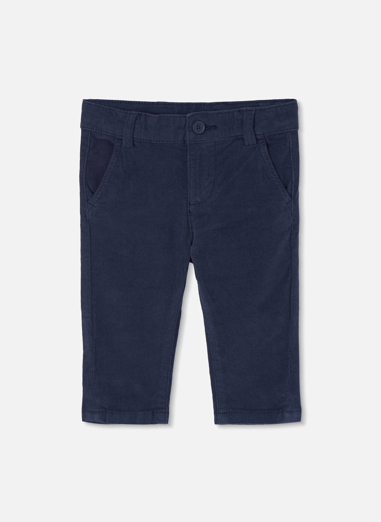 Pantalon Garçon Velours Côtelé Fin Bleu