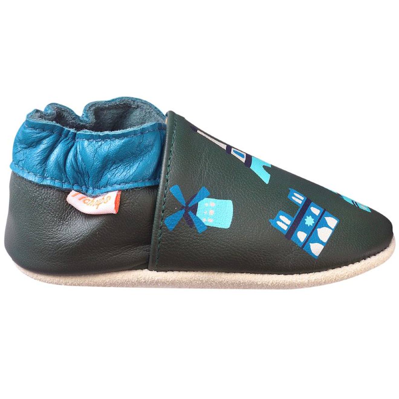 Chaussons Bébé Cuir Souple Jimmy À Paris Vert Chaussons Bébé Cuir Souple Jimmy À Paris Vert