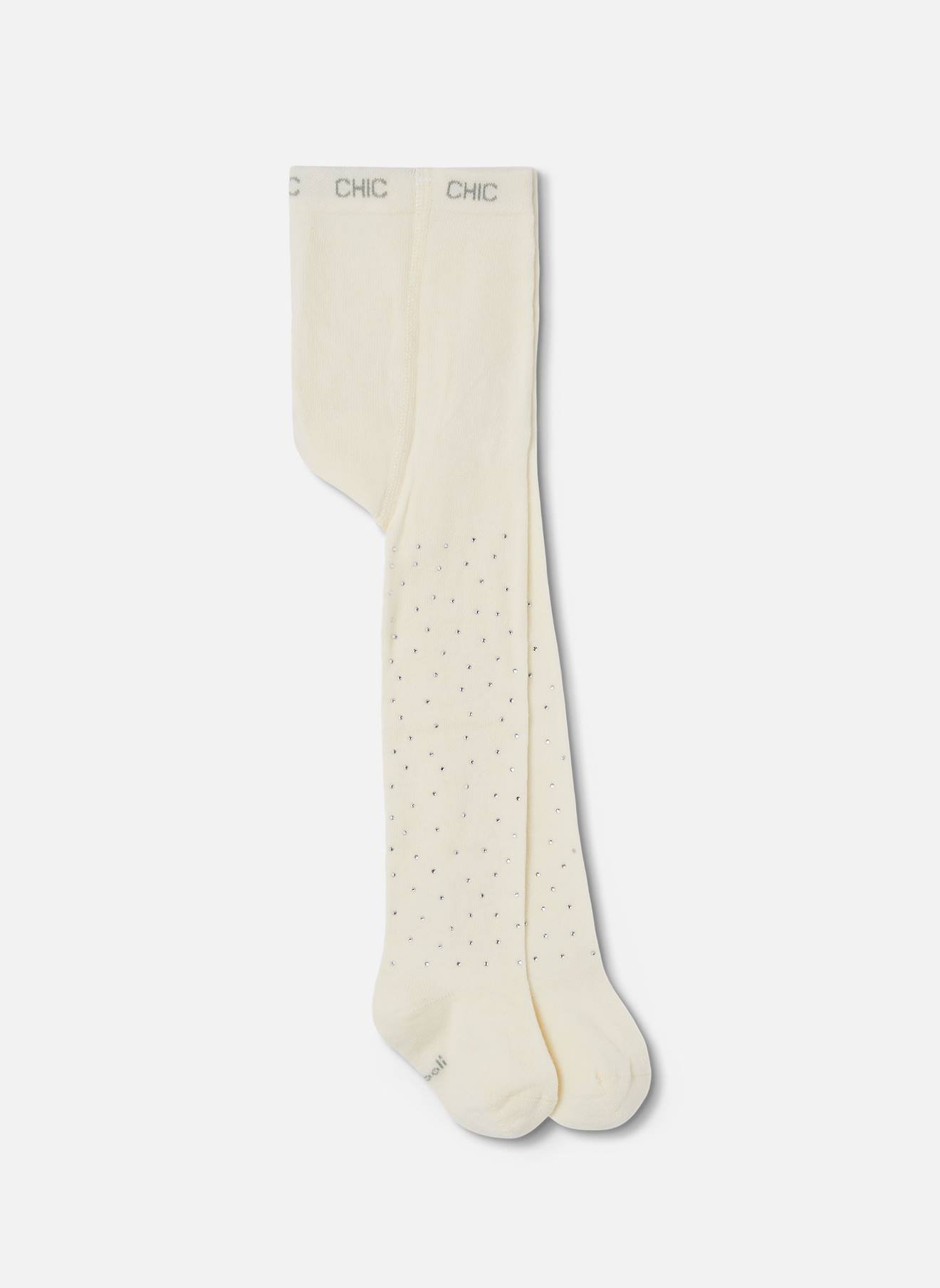 Collant Fille Avec Strass Blanc