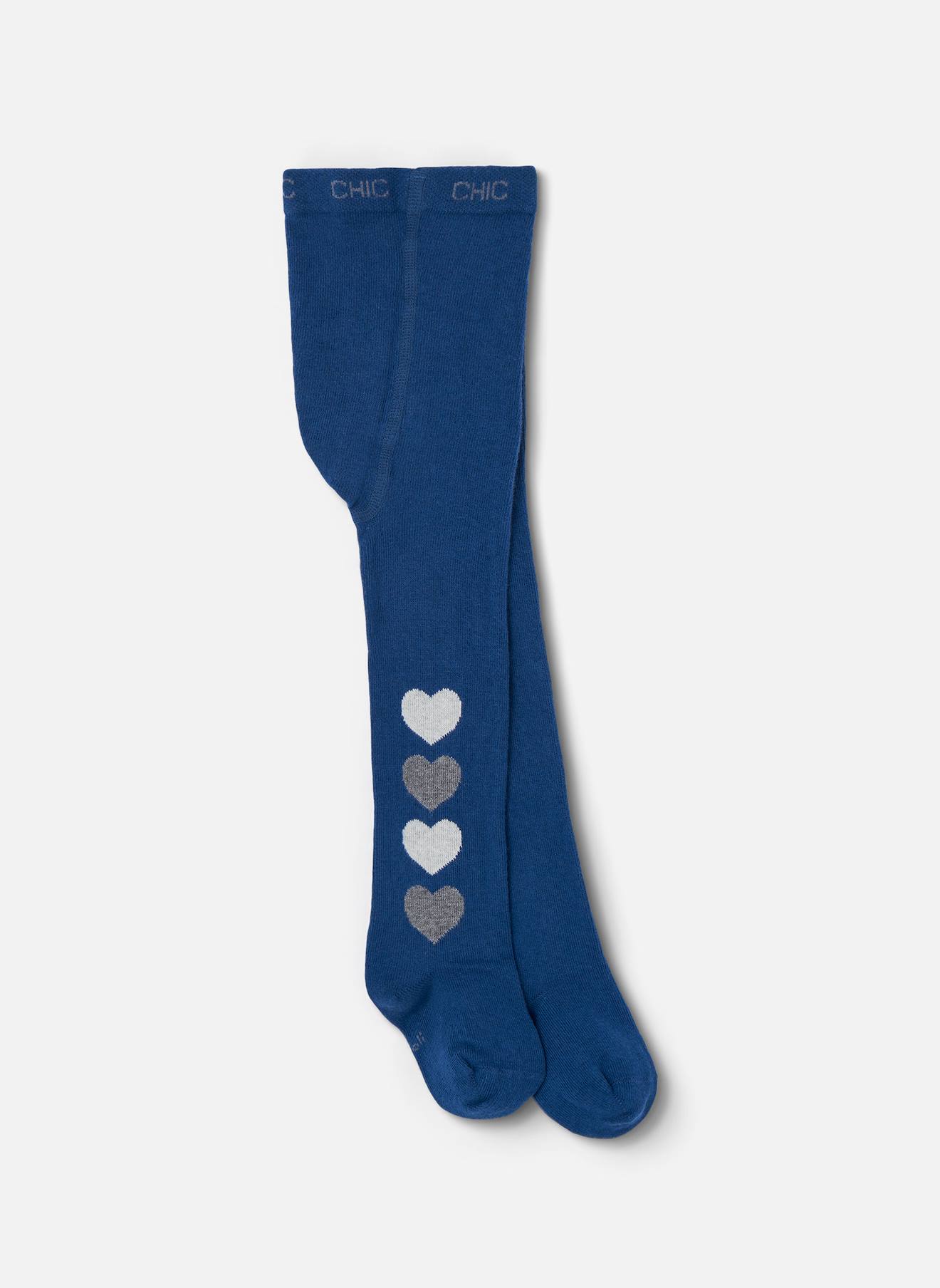 Collant Imprimé De Coeurs Bleu