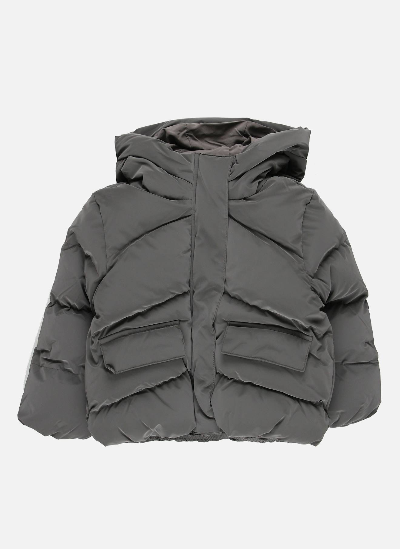 Parka Fille En Tissu Technique À Capuche Gris