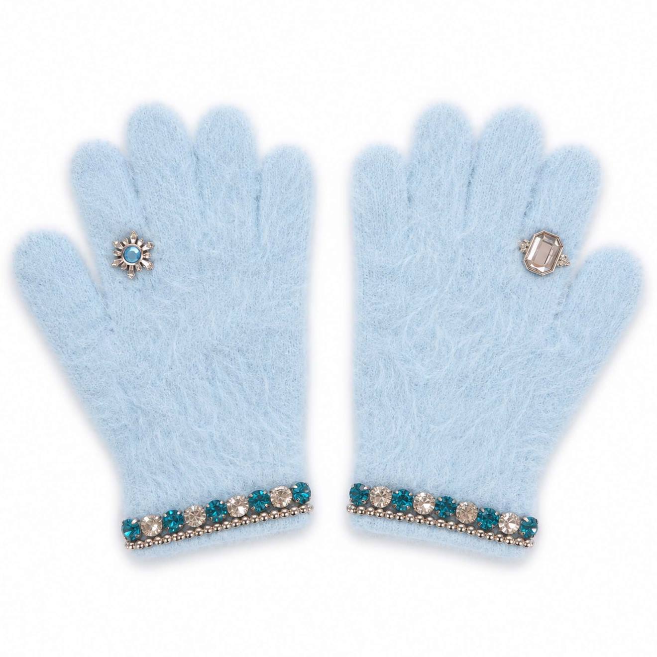 Gants Doux Et Élégants Avec Bijoux Mademoiselle Bleu
