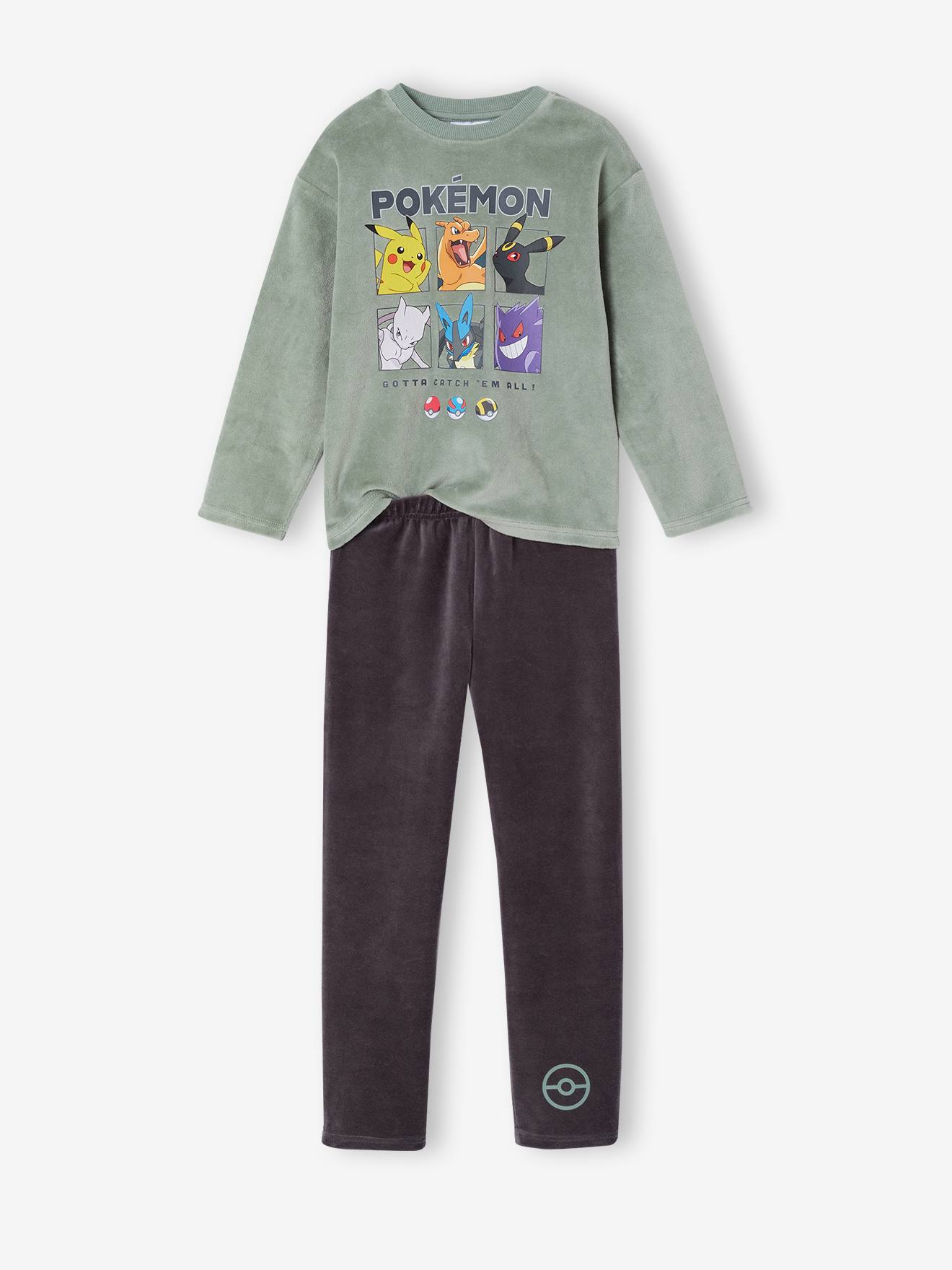 Pyjama en velours Pokemon garçon vert sauge