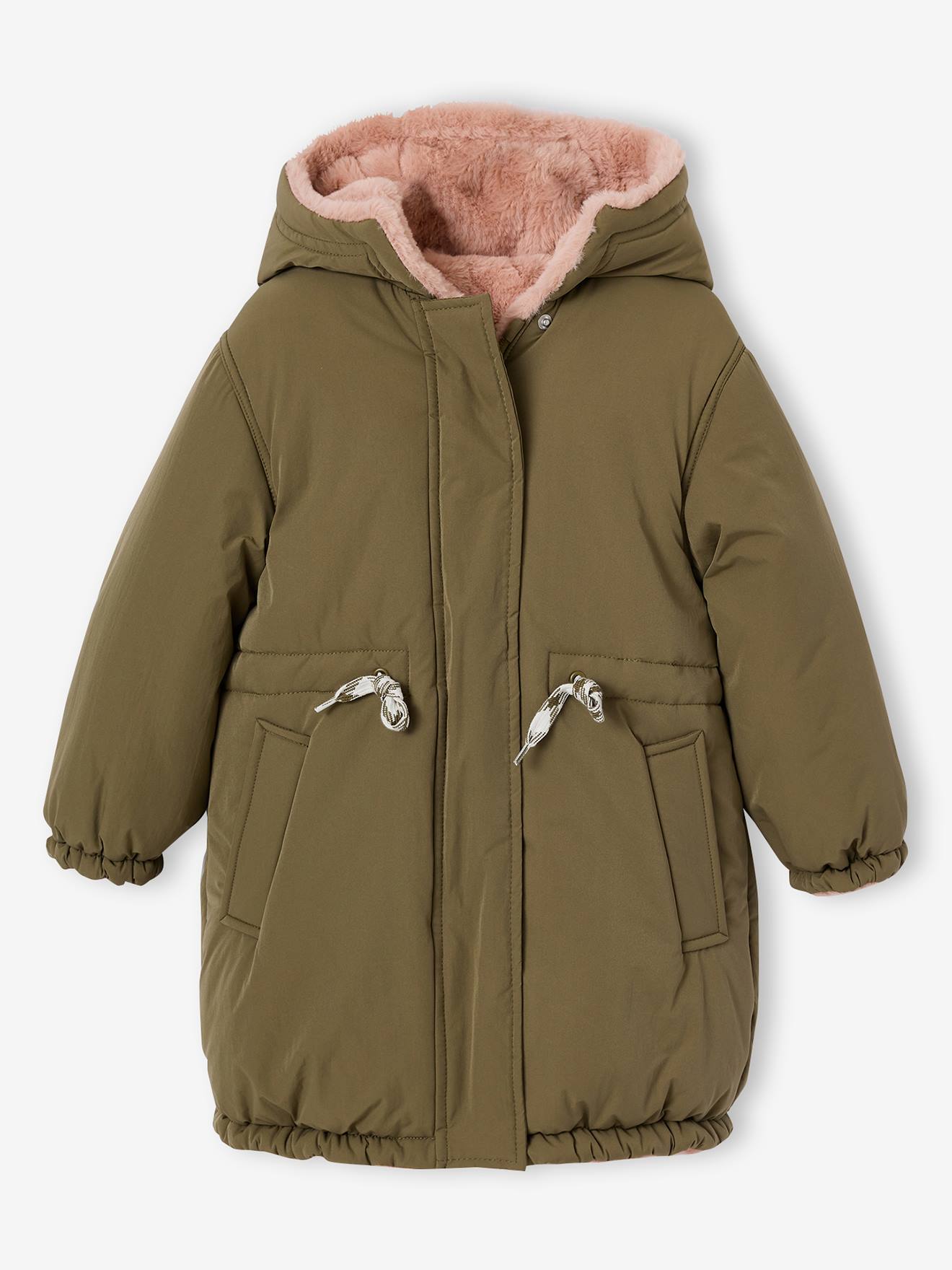 Parka réversible enfant fille kaki