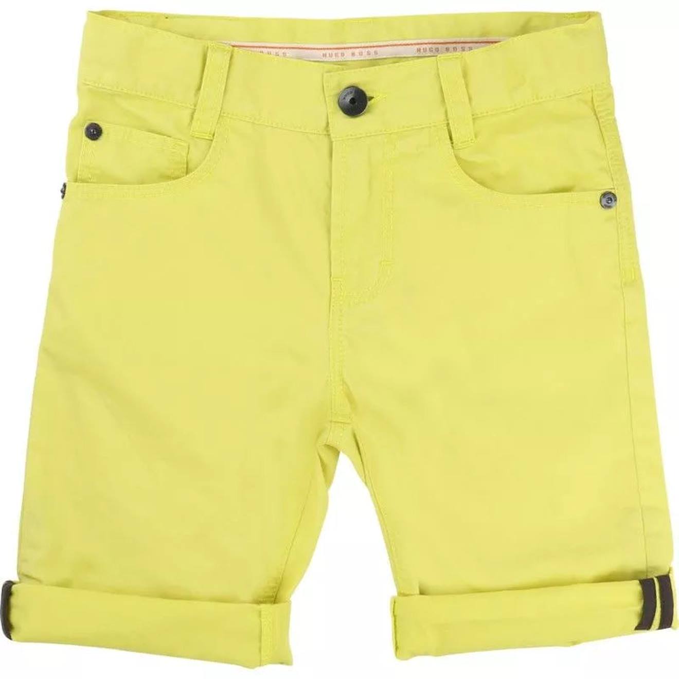 Short Garçon, Bermuda Enfant En Coton Jaune Foncé