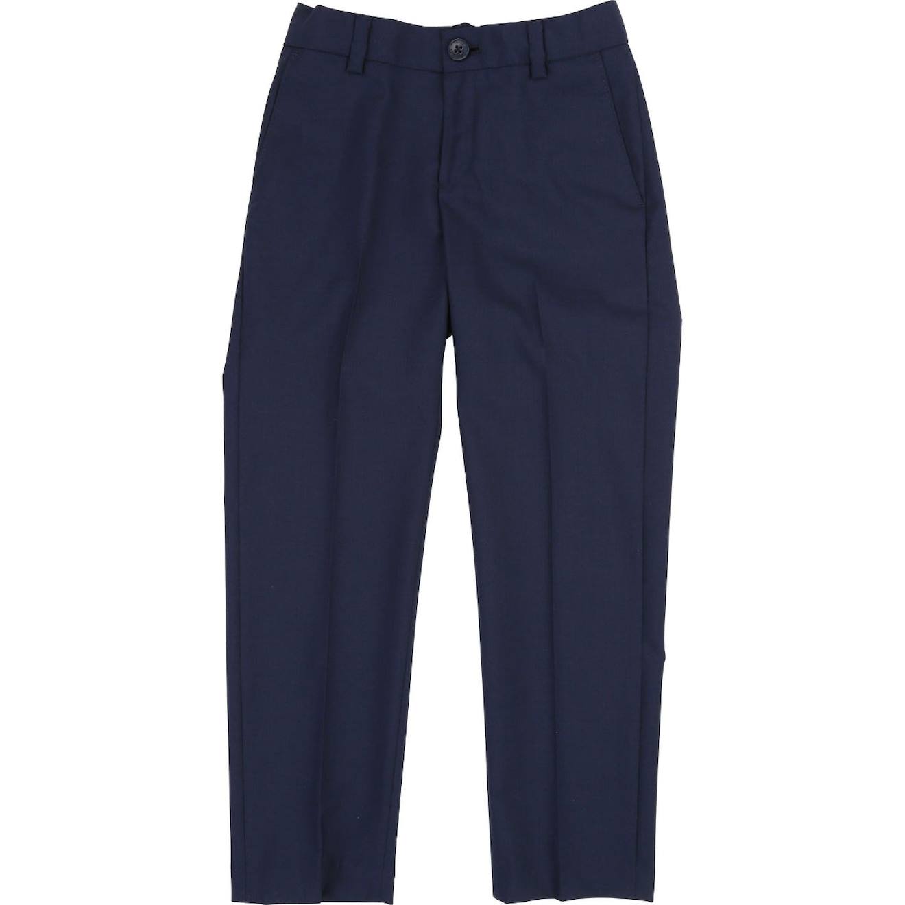 Pantalon Garçon En Laine Bleu Marine